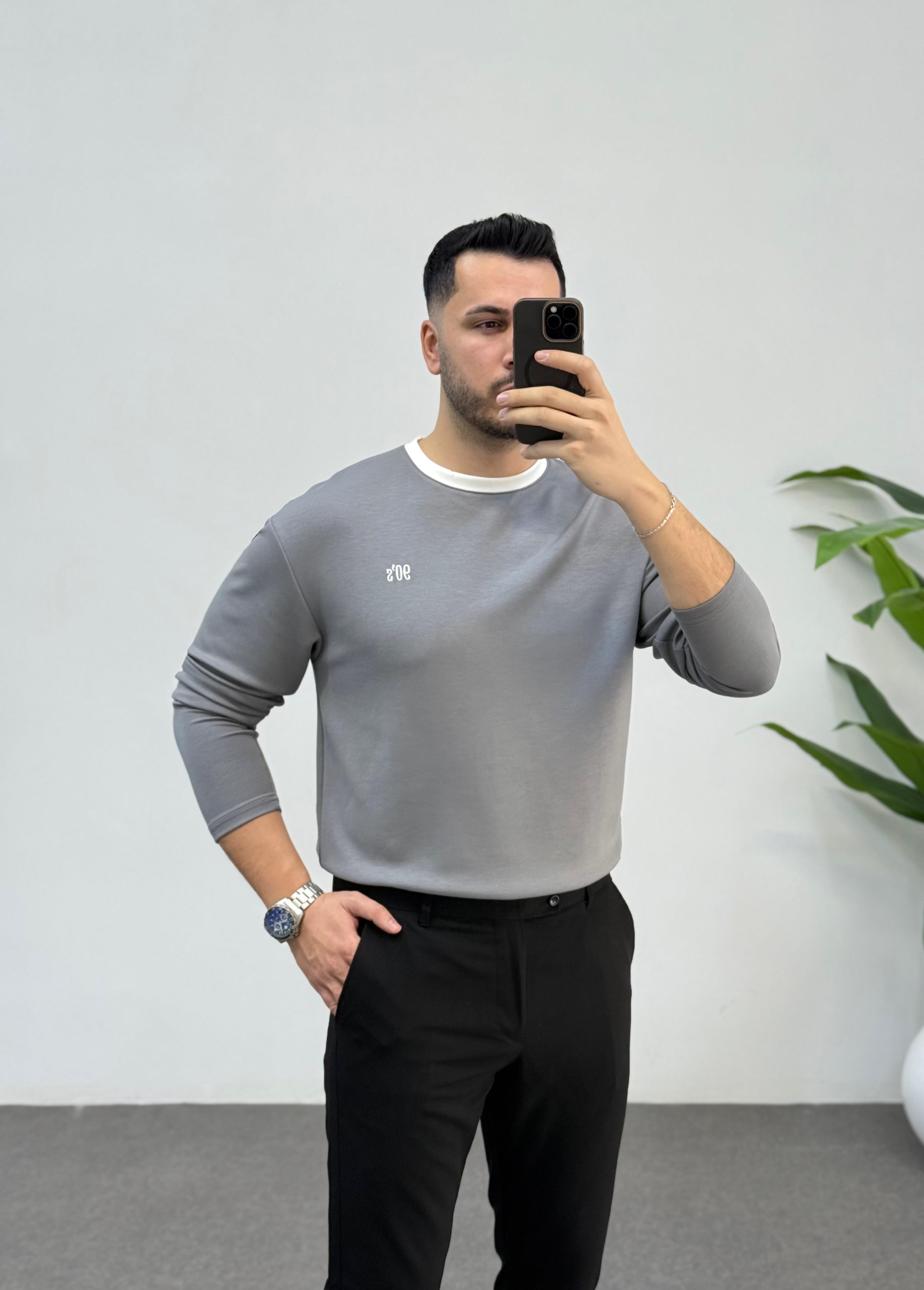 90's Oysho Gri Beyaz Yaka Sweat