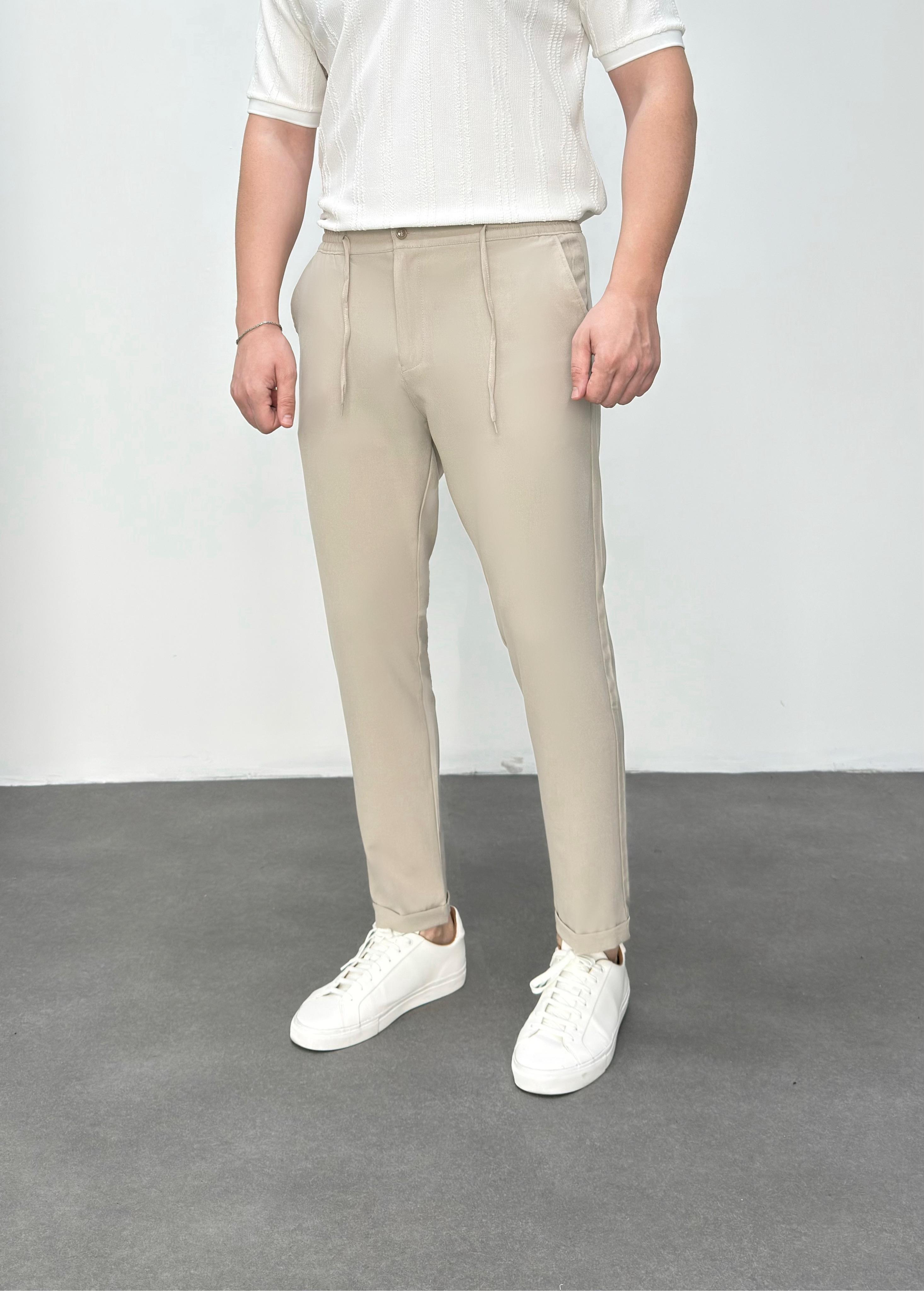 Bej Duble Paça Jogger Pantolon 