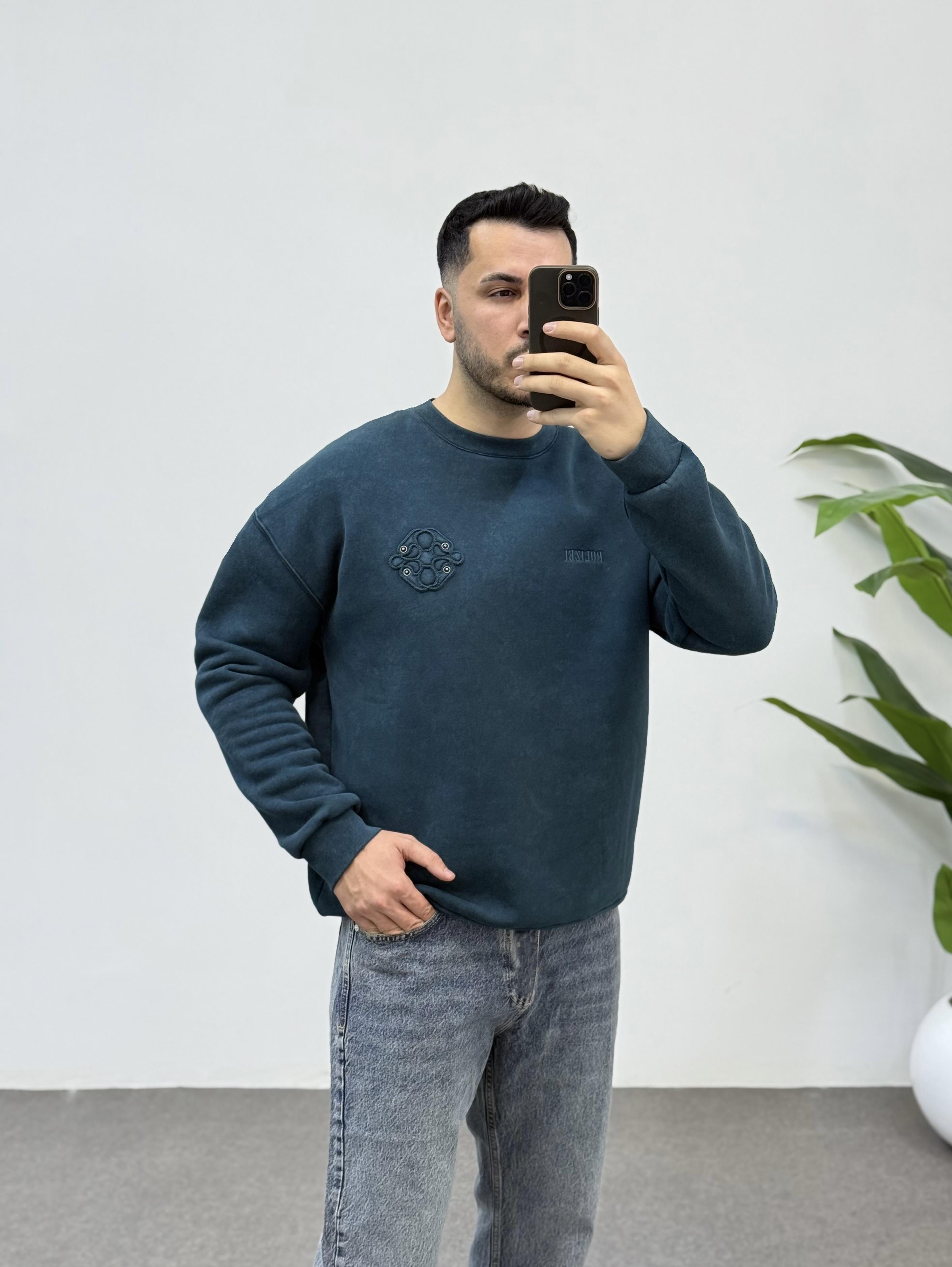 Boe Özel Tasarım Haki Oversize Sweatshirt