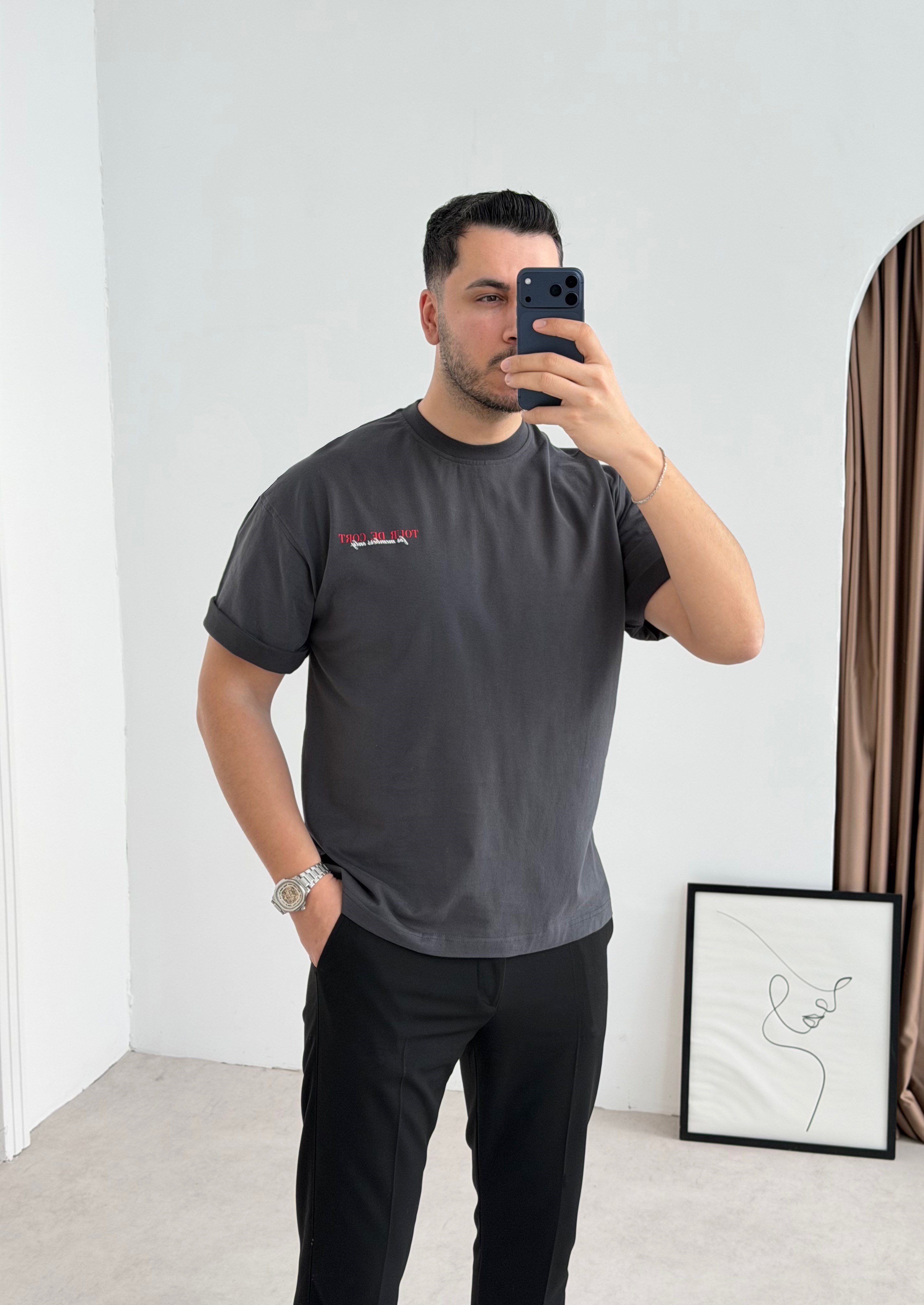 Cort Prime Oversize Antrasit Tişört