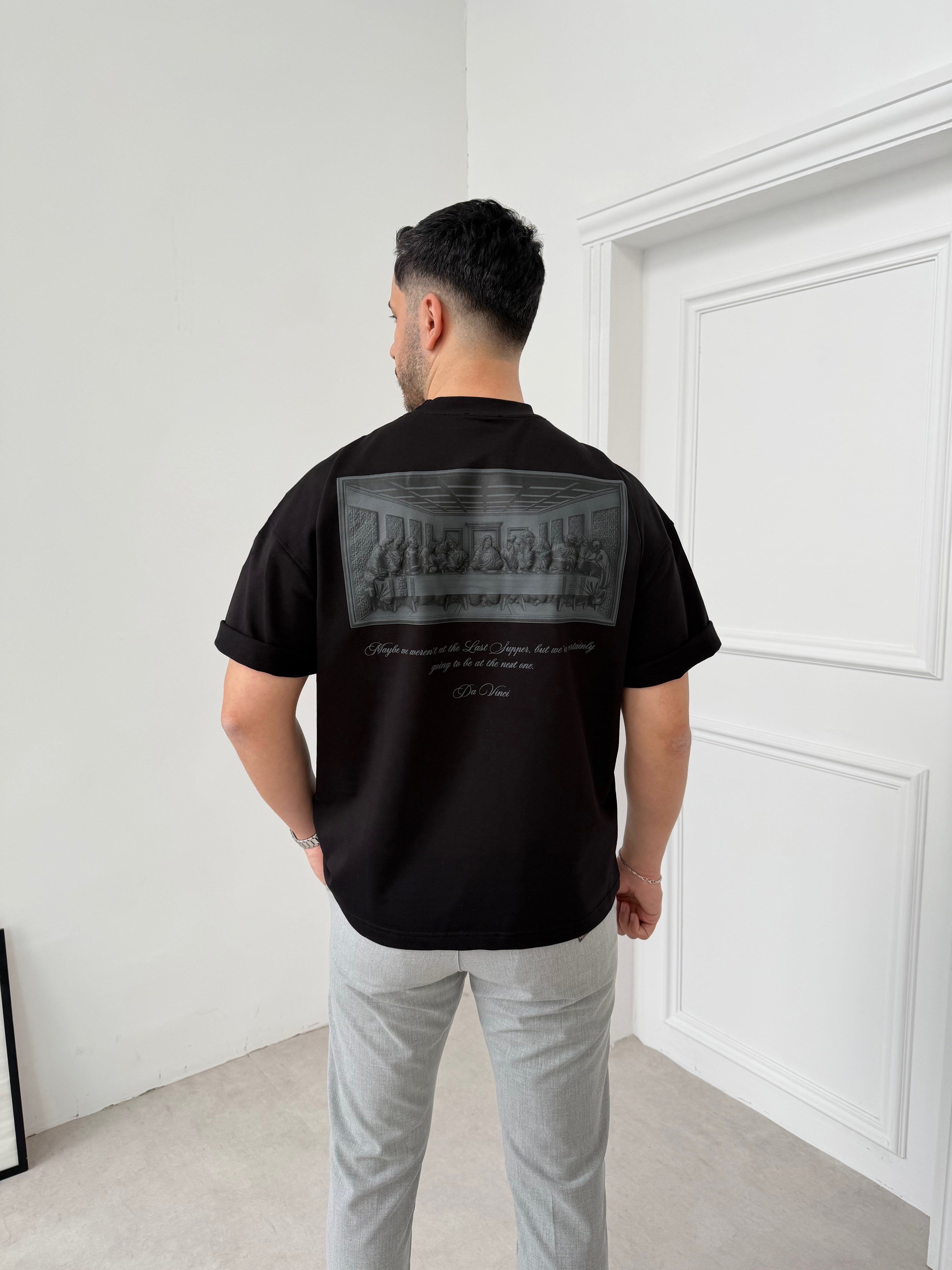 Da Vinci Siyah  Oversize Tişört