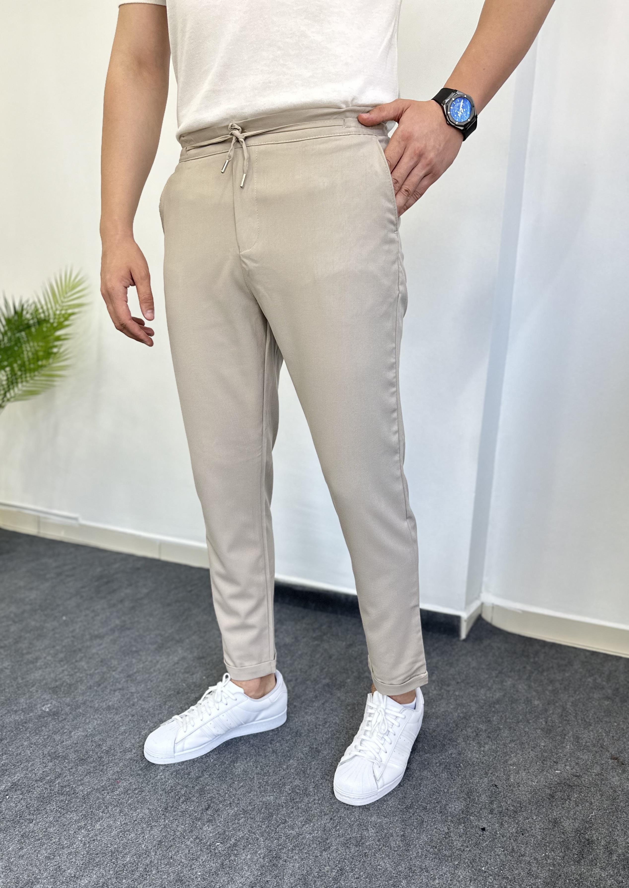 Duble Paça Bej Jogger Pantolon 