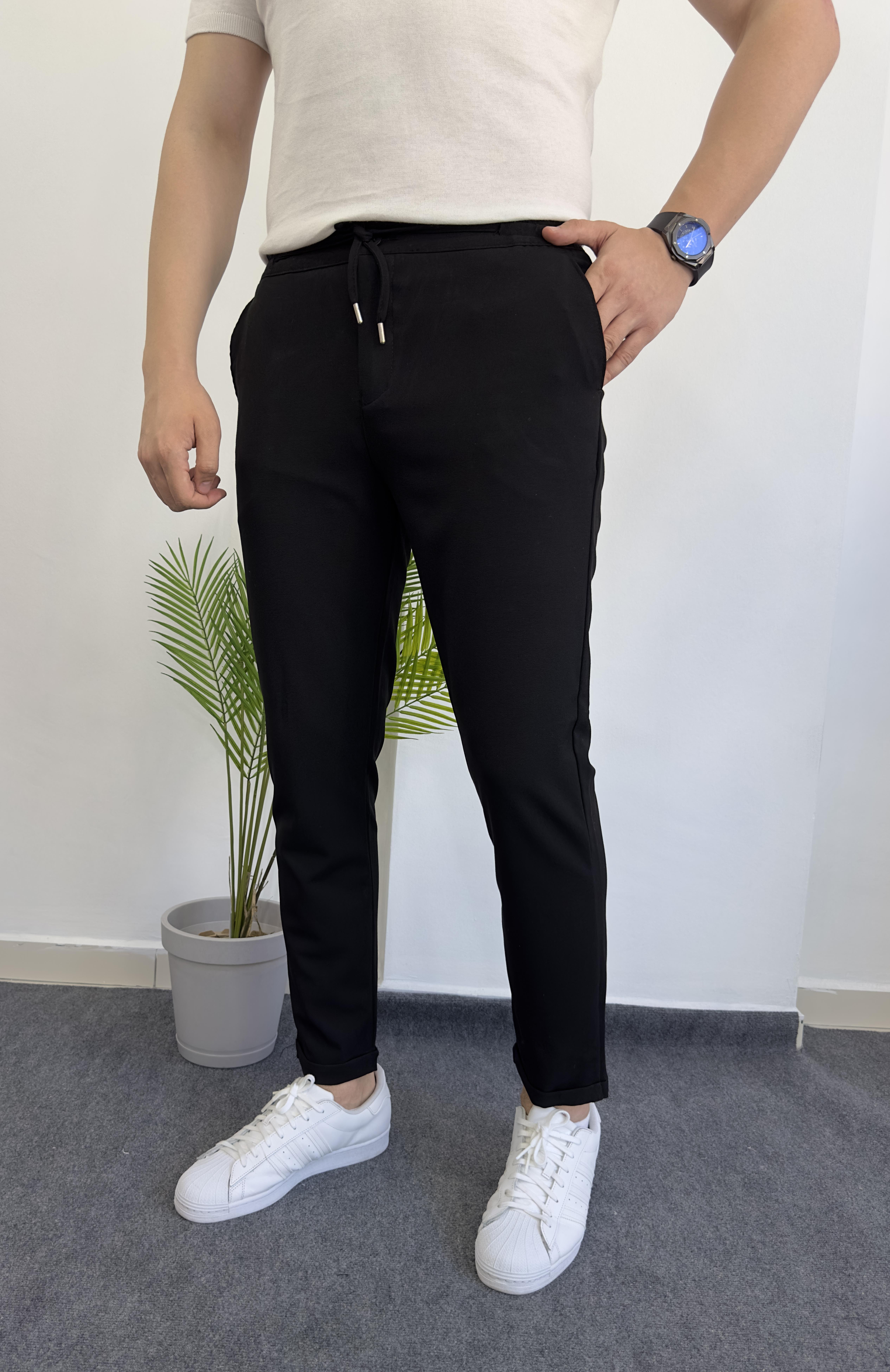 Duble Paça Siyah Jogger Pantolon