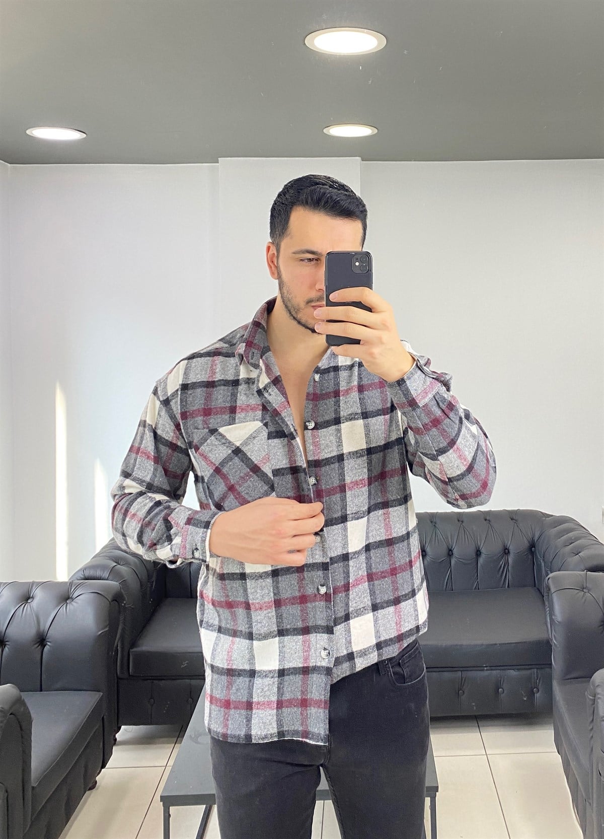 Gri Oversize Oduncu Gömlek