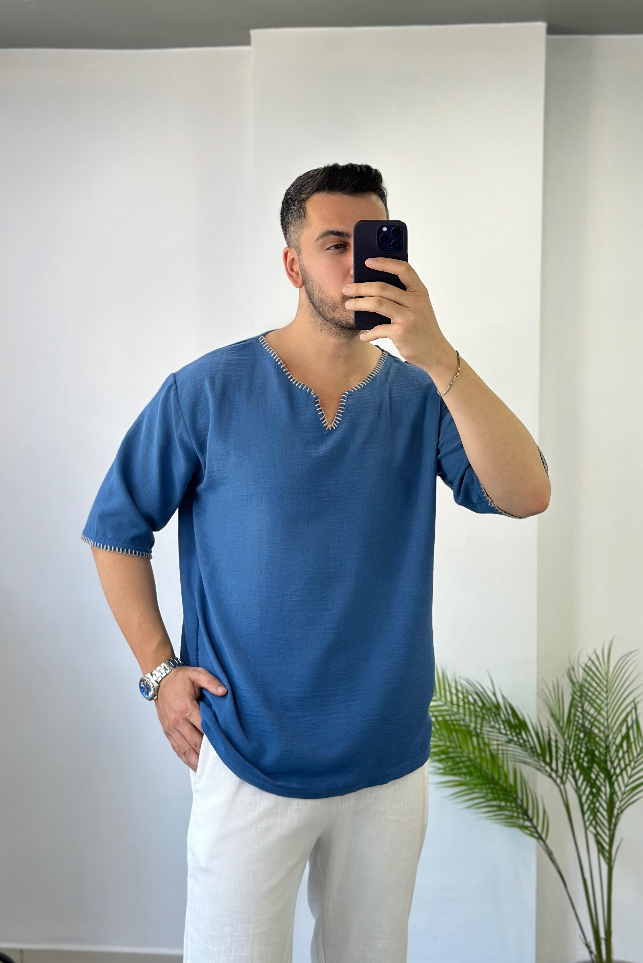 İndigo Bohem Oversize Tişört 