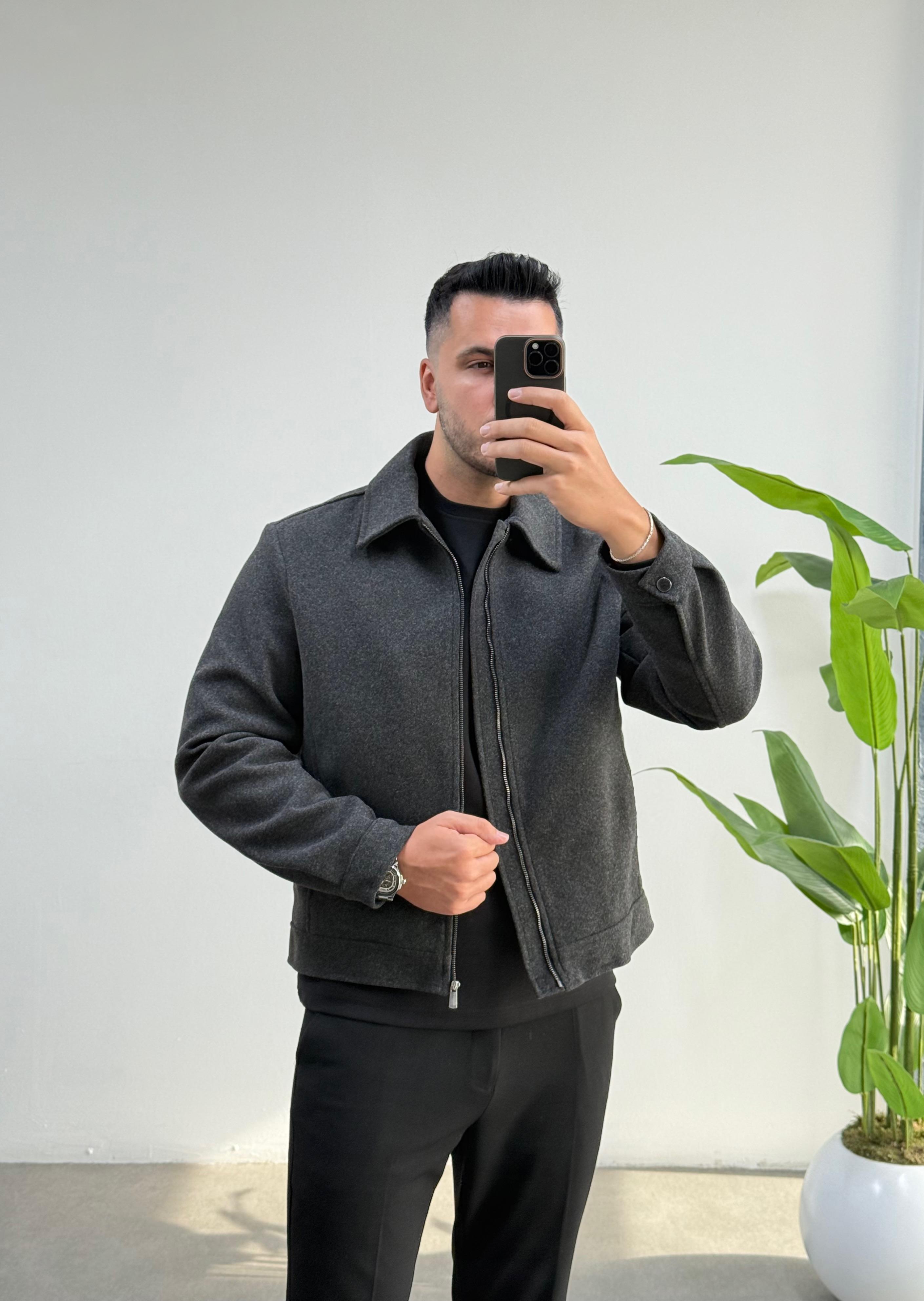 Kaşe İçi Astarlı Antrasit Ceket