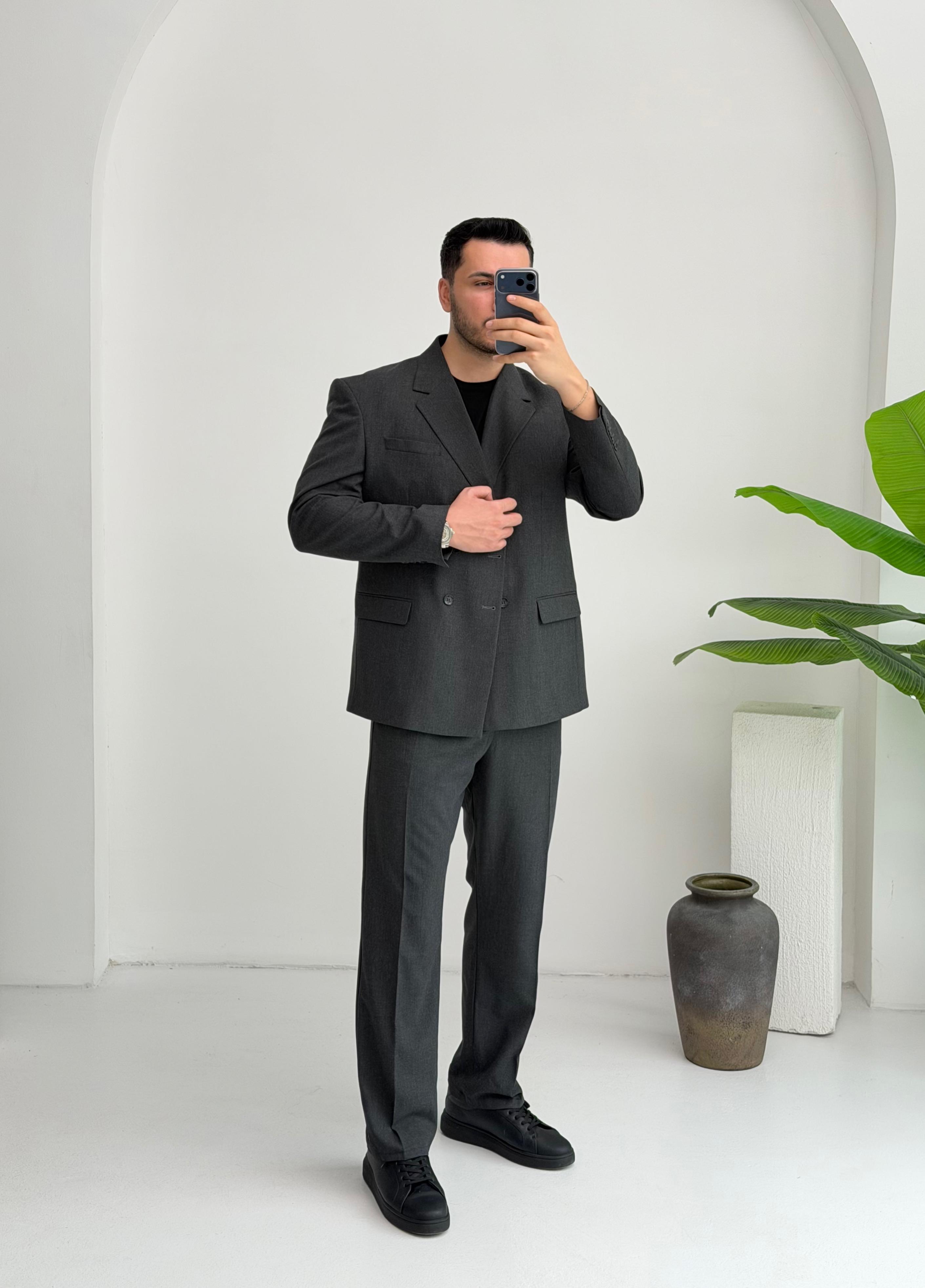 Kruvaze Antrasit Oversize Takım