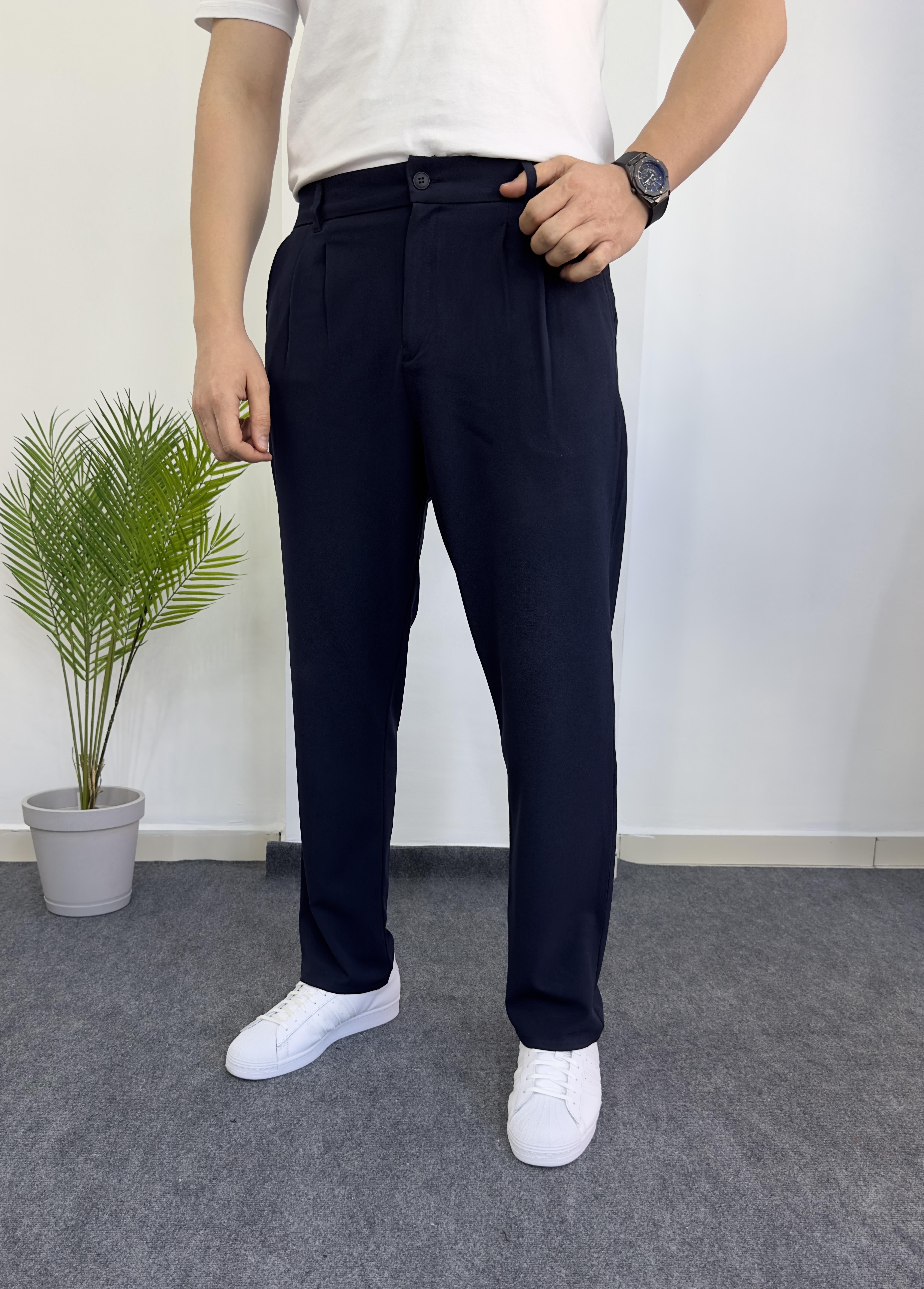 Lacivert Baggy Kumaş Pantolon 