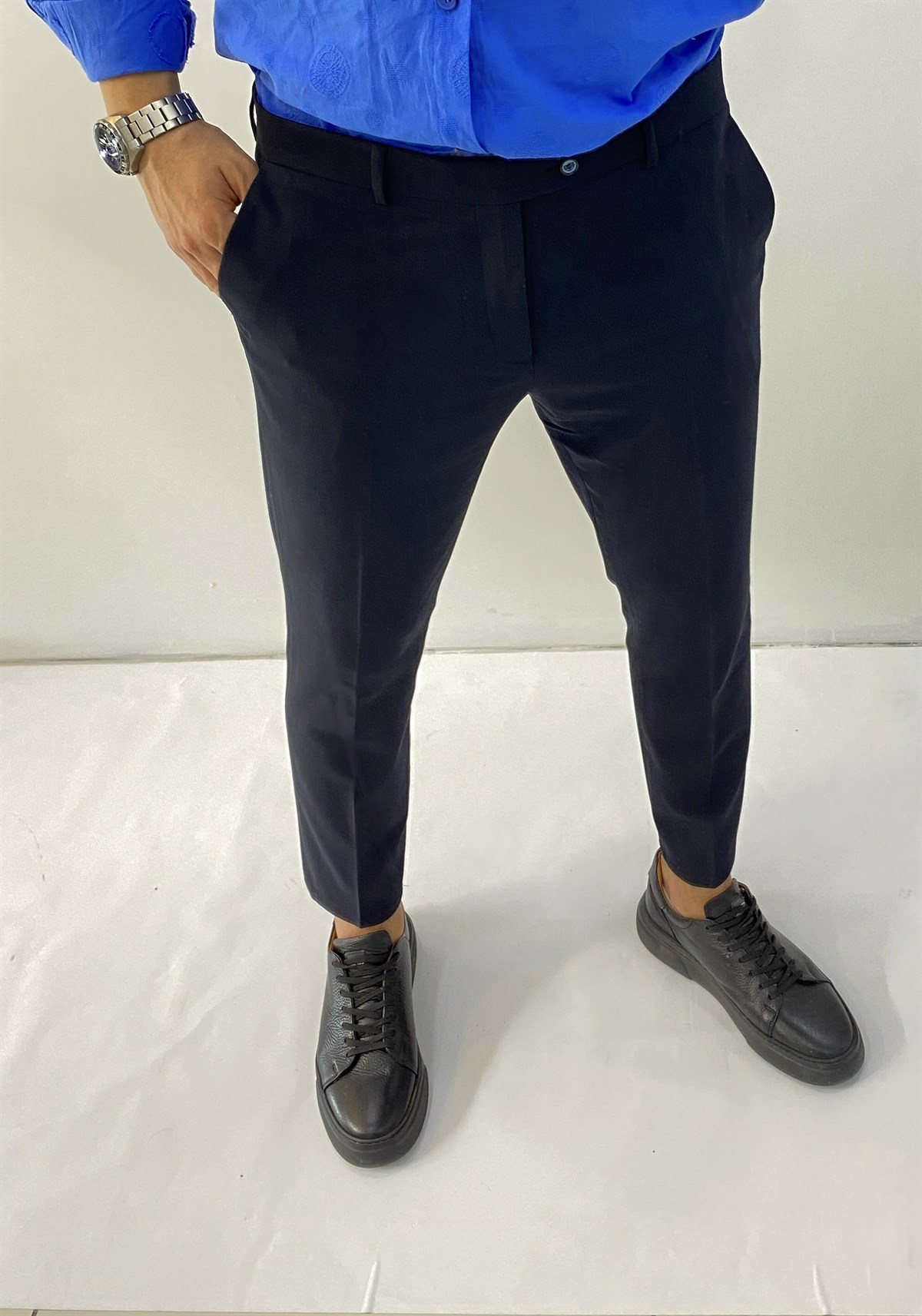 Lacivert Likralı Pantolon