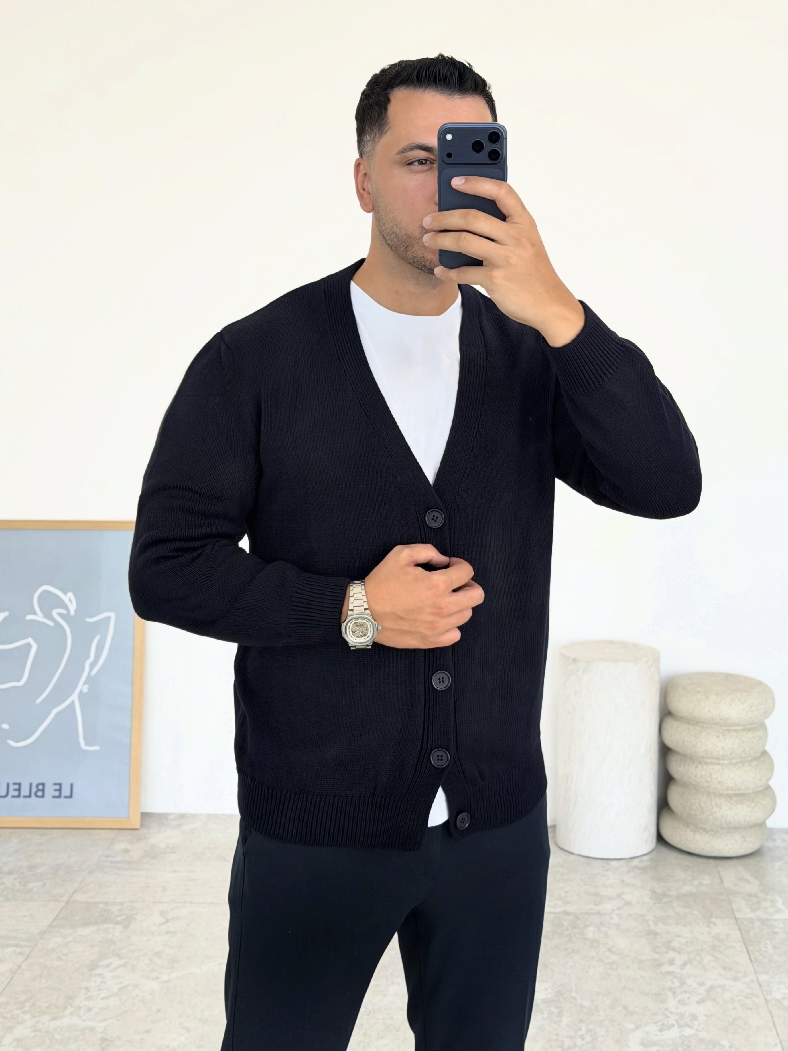 Lorenzo Lacivert Düğmeli Hırka