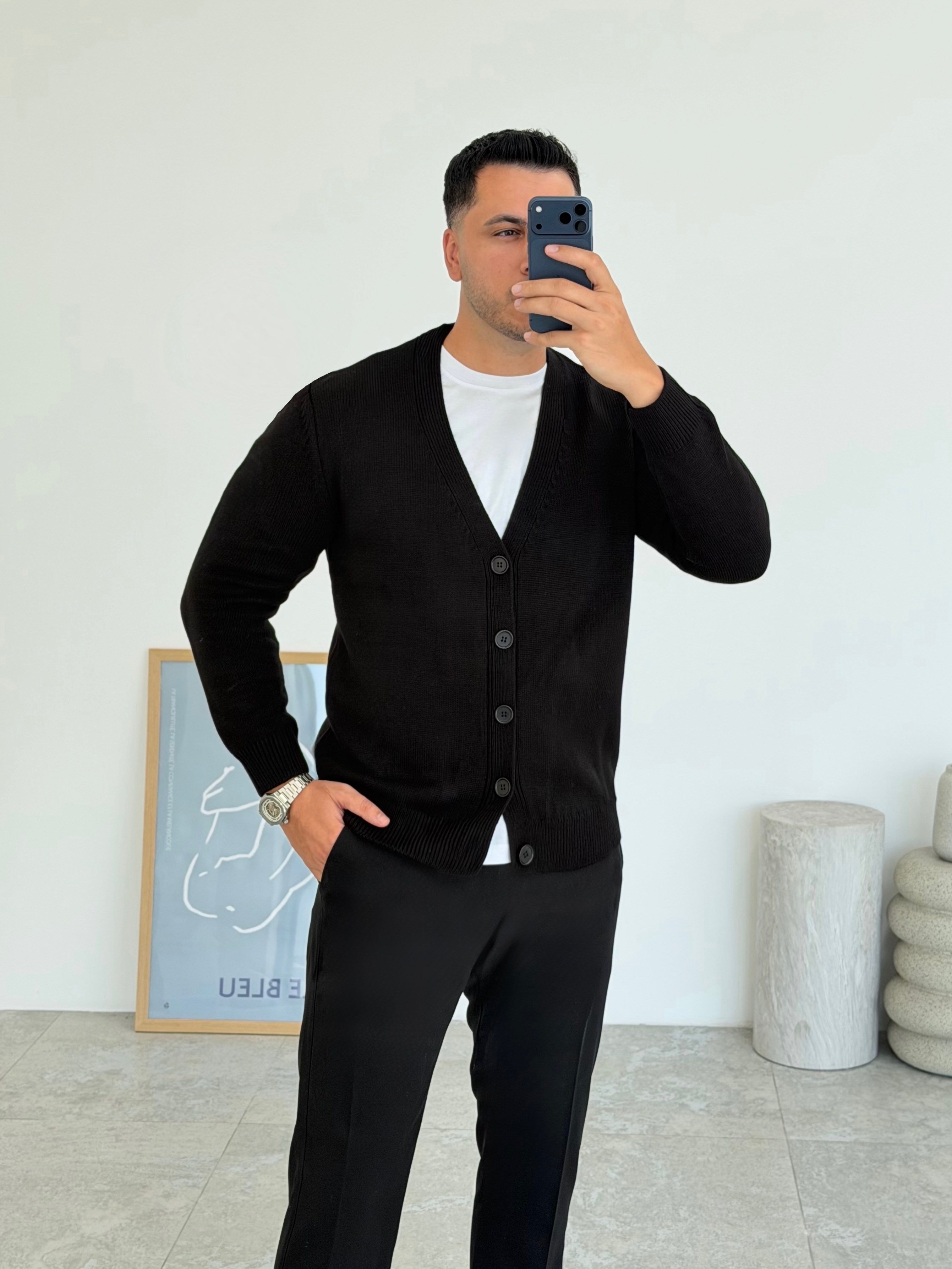 Lorenzo Siyah Düğmeli Hırka