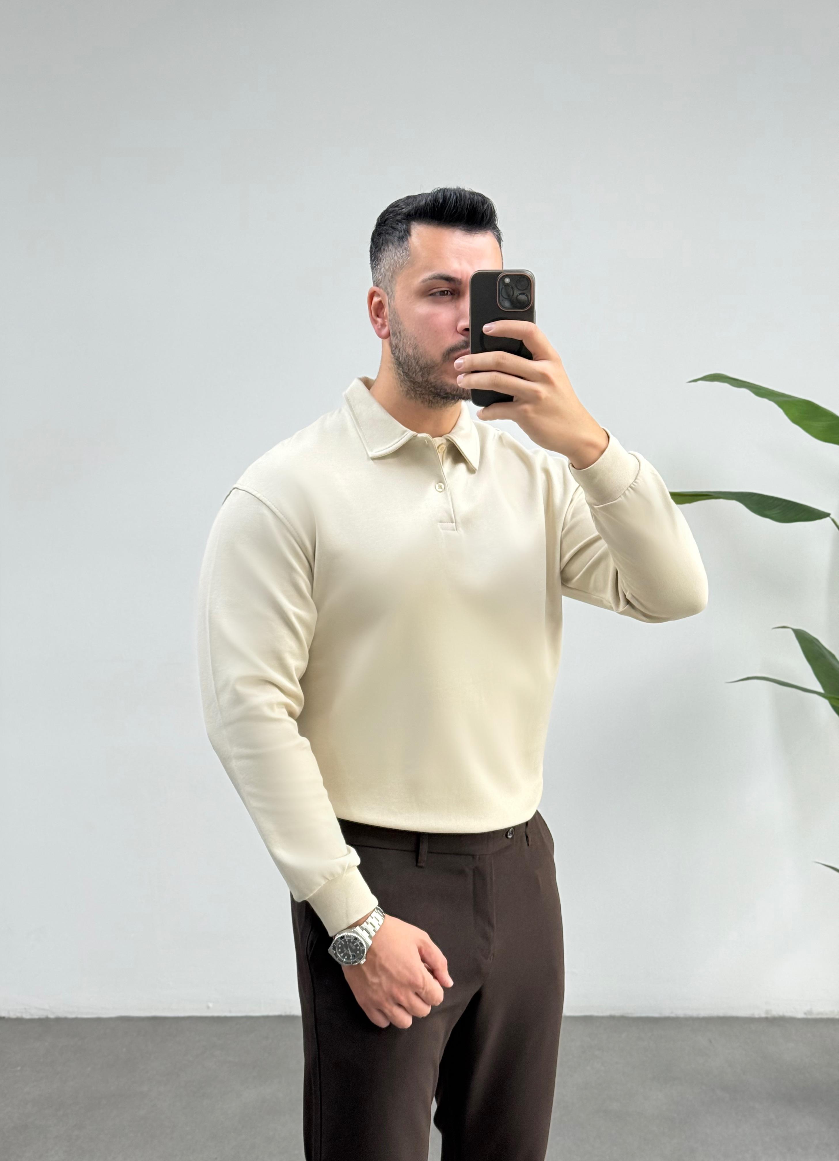 Merlin Polo Yaka Bej Sweat