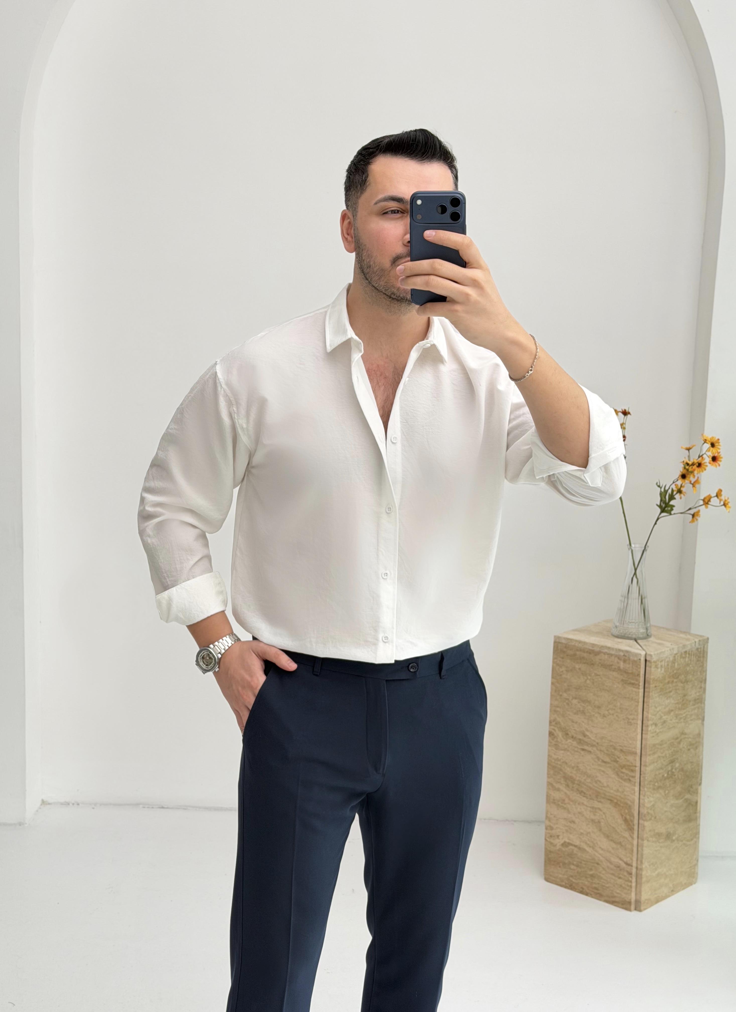 Moses Tensel Beyaz Oversize Gömlek