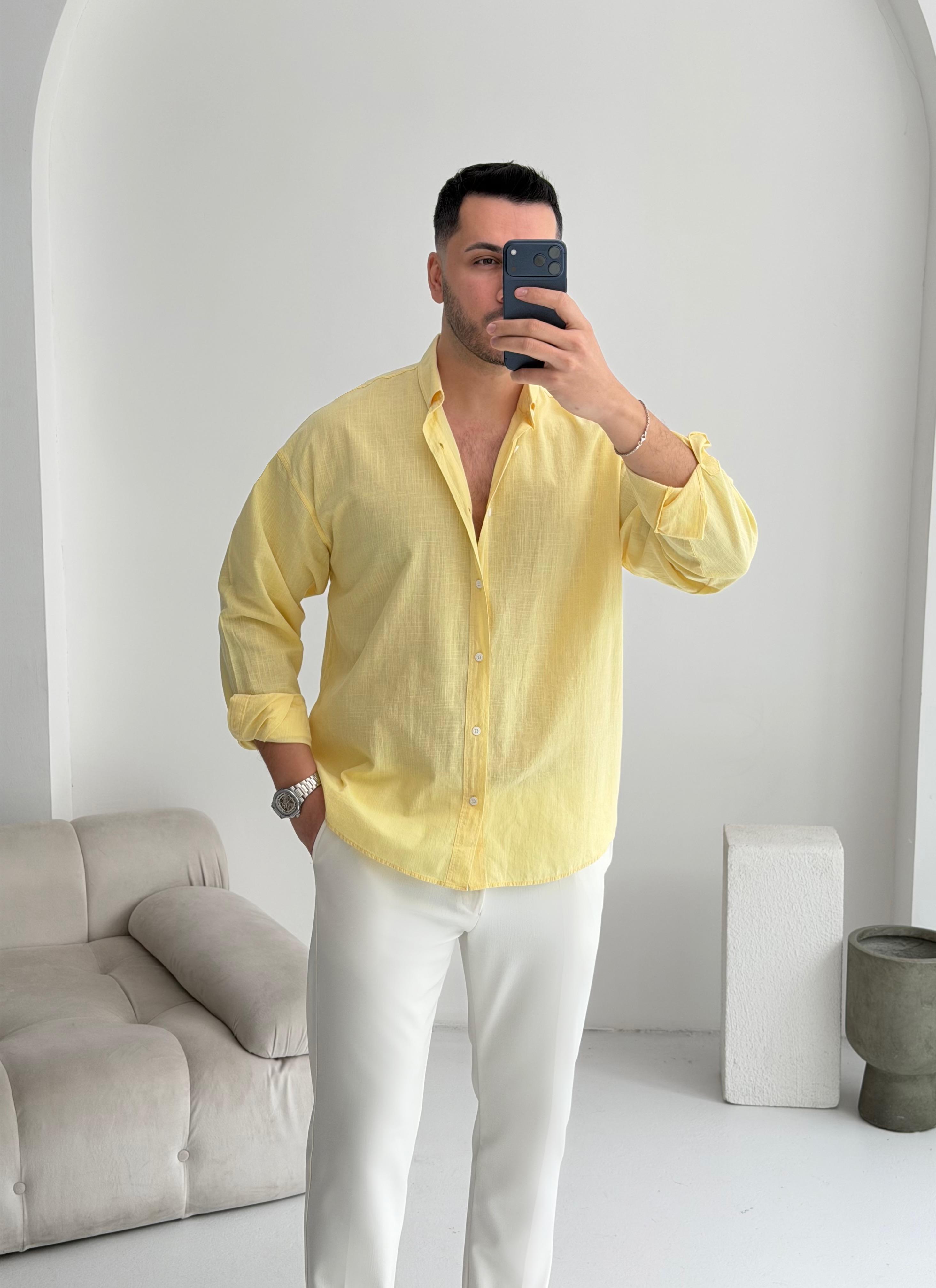 Orjinal Fresh Keten Limon Oversize Gömlek