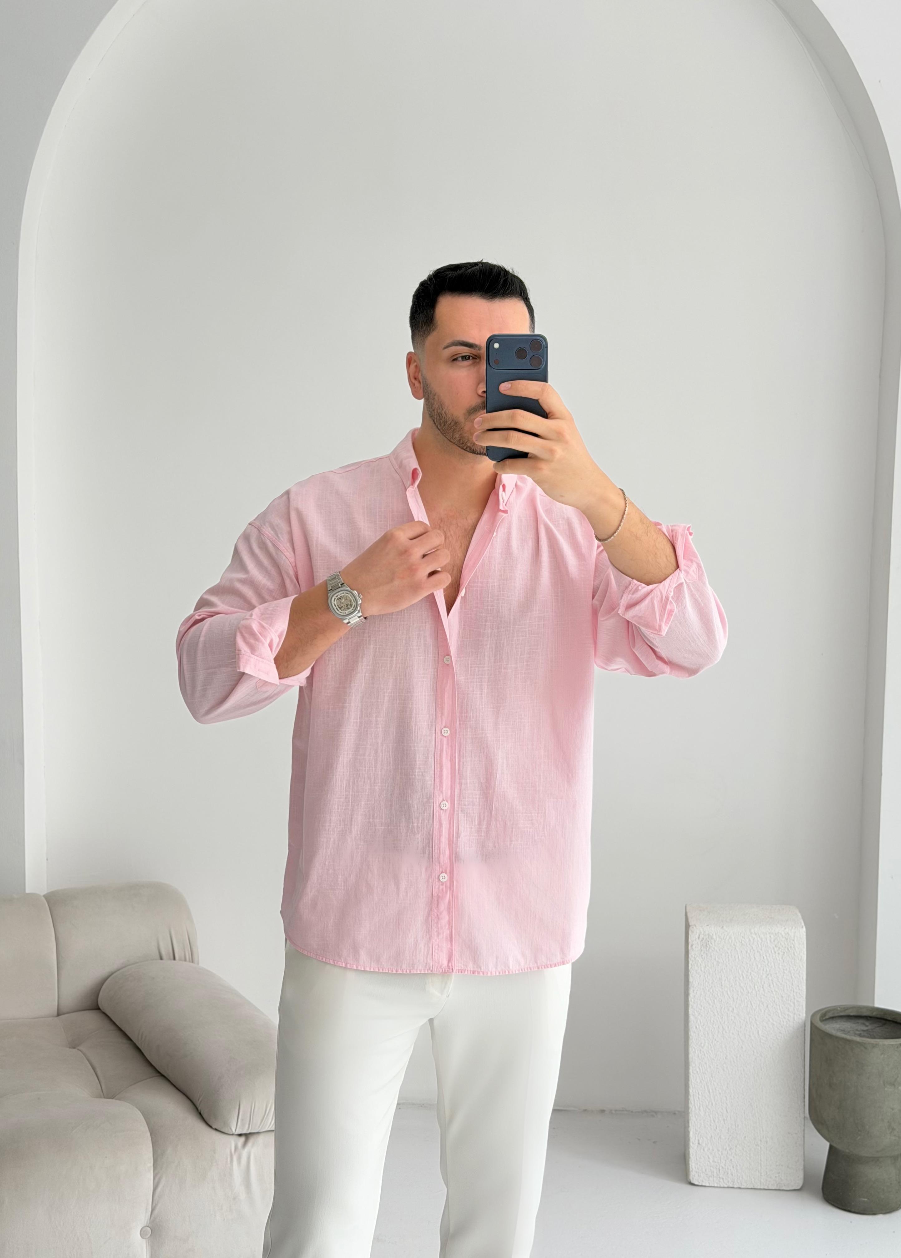Orjinal Fresh Keten Pudra Oversize Gömlek 