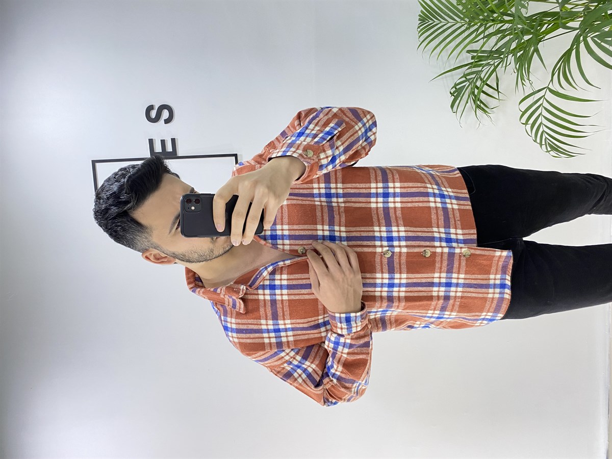 Oversize Turuncu Oduncu Gömlek