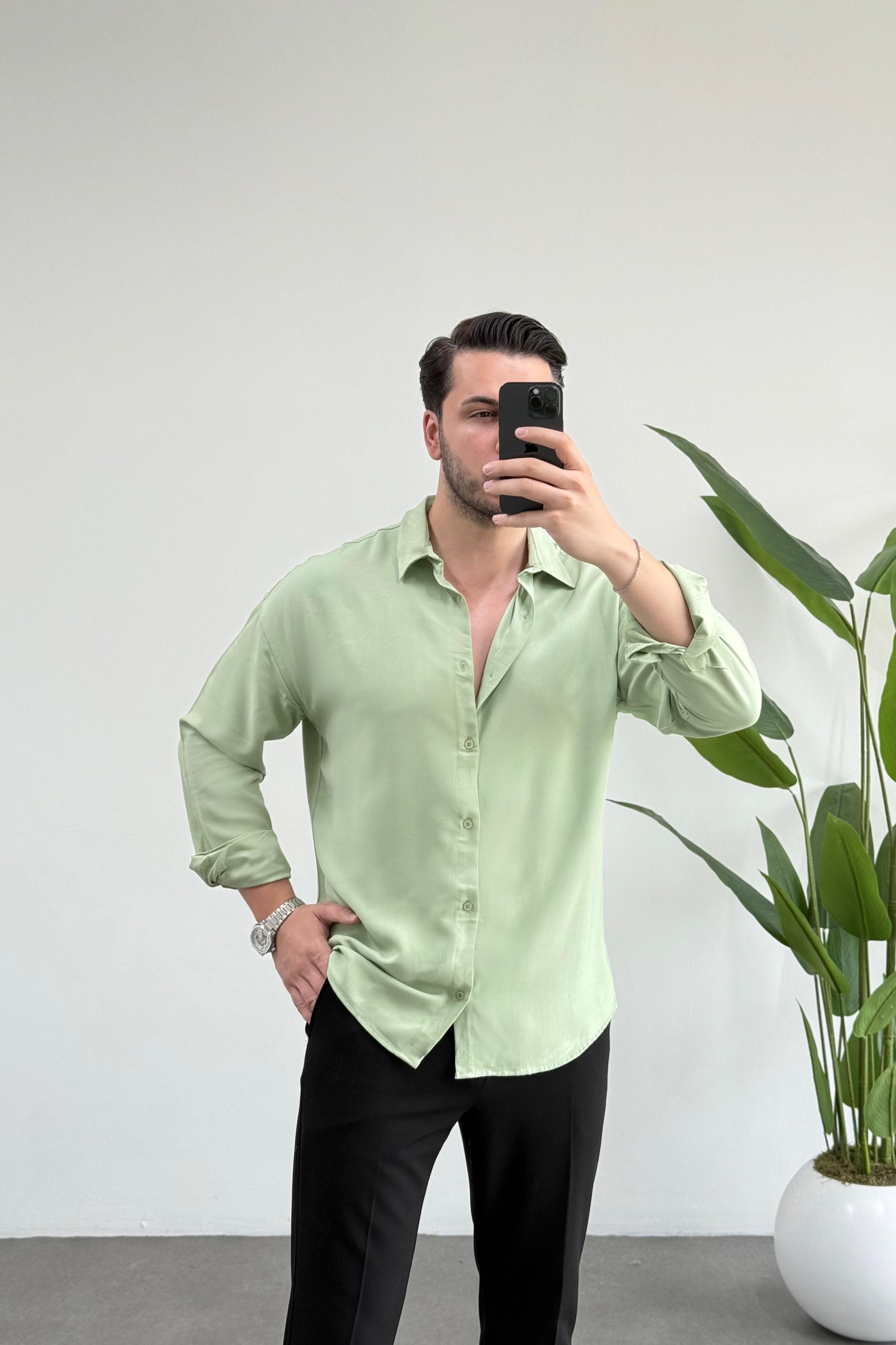 Oxford Yeşil Oversize Gömlek 