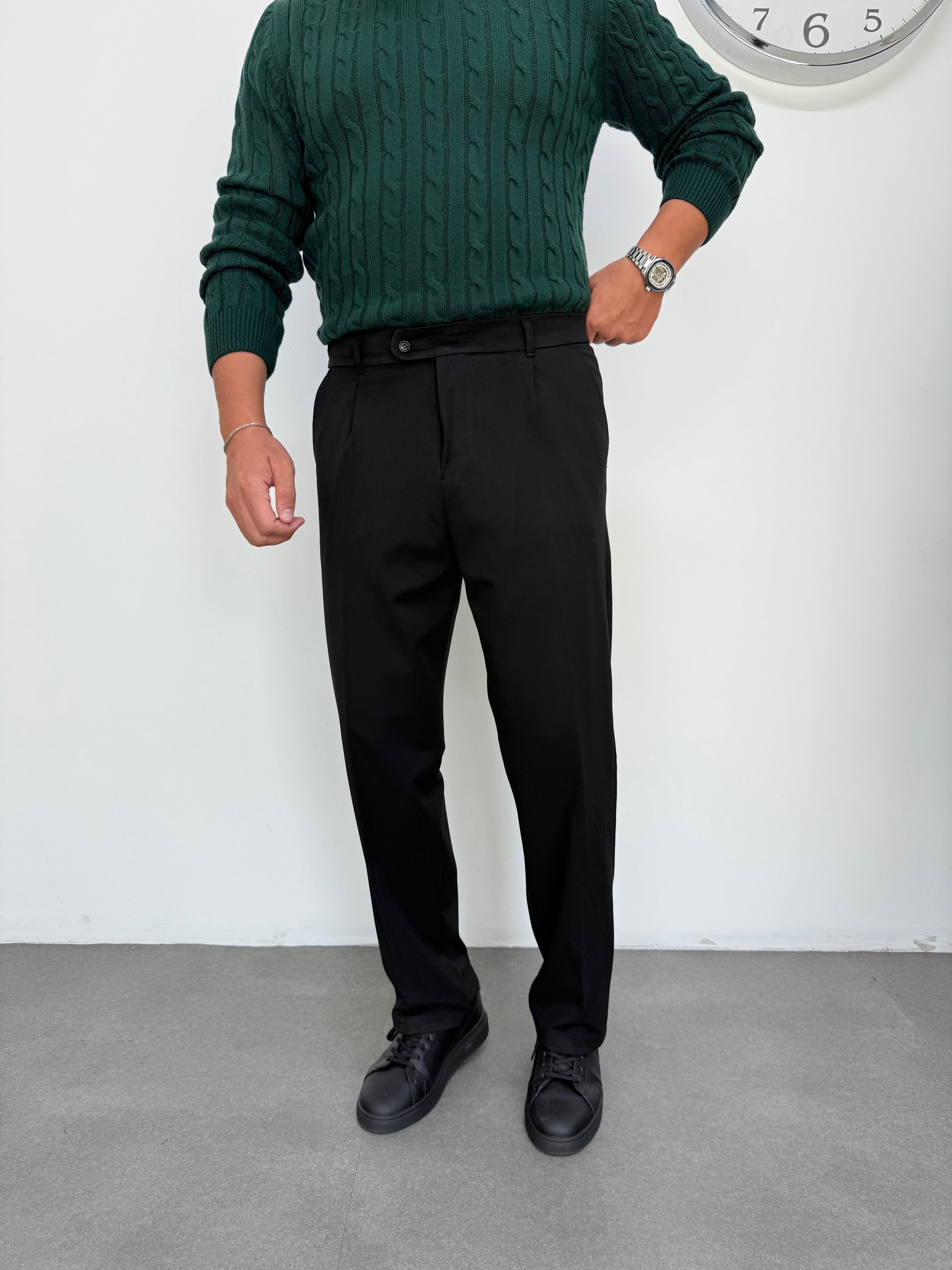 Premium Kalın Siyah Gabardin Pantolon