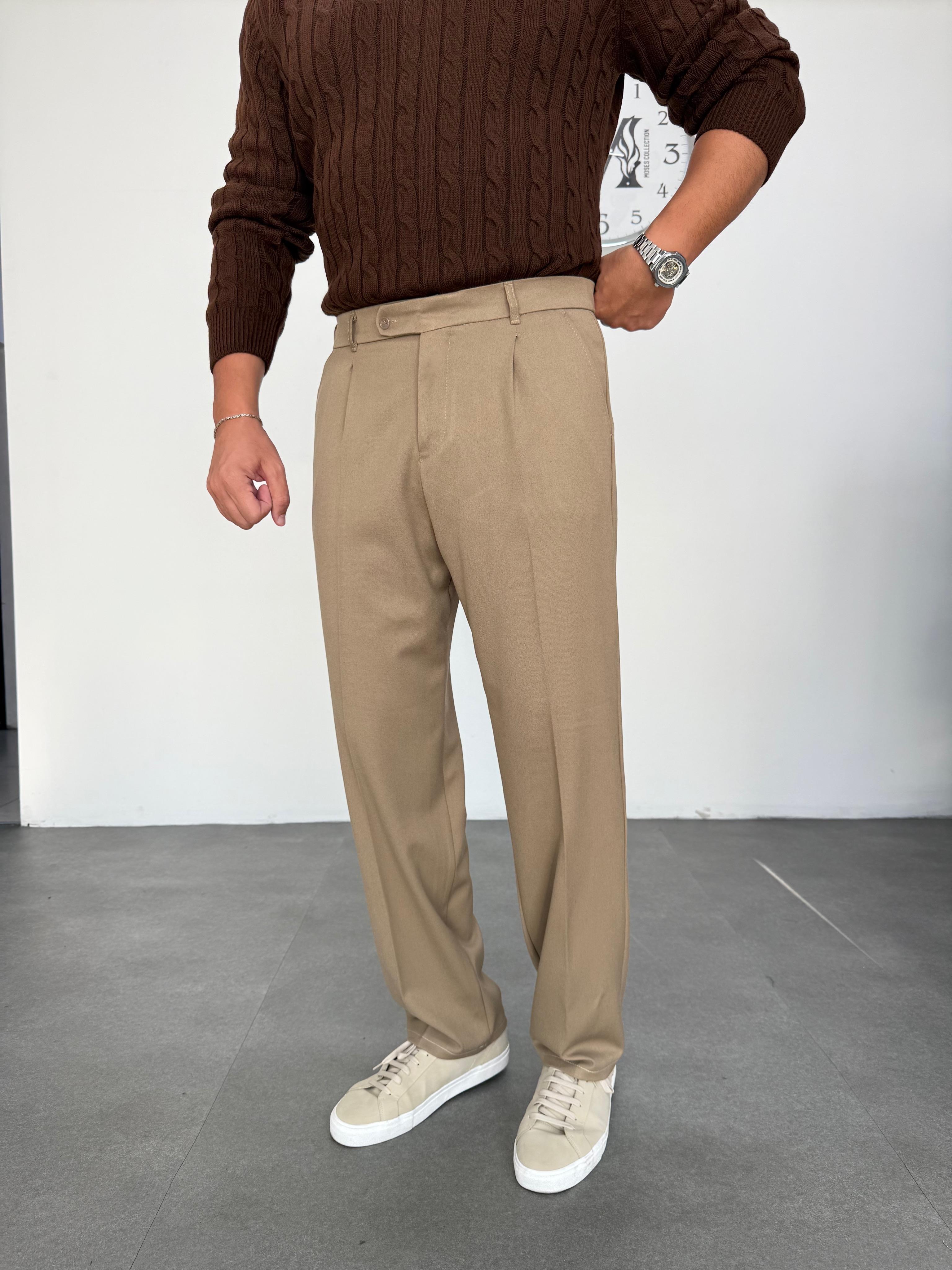 Premium Sütlü Kahve Kalın Gabardin Pantolon 