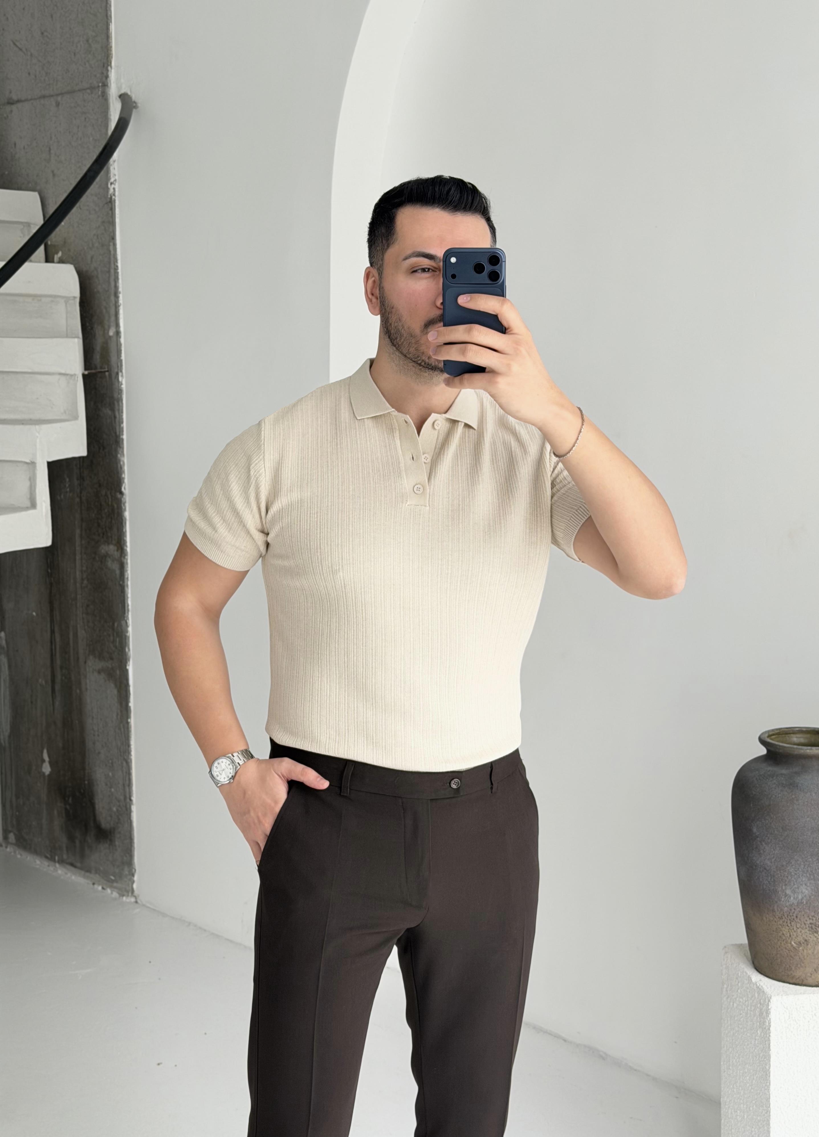Prime Bej Düğmeli Tişört
