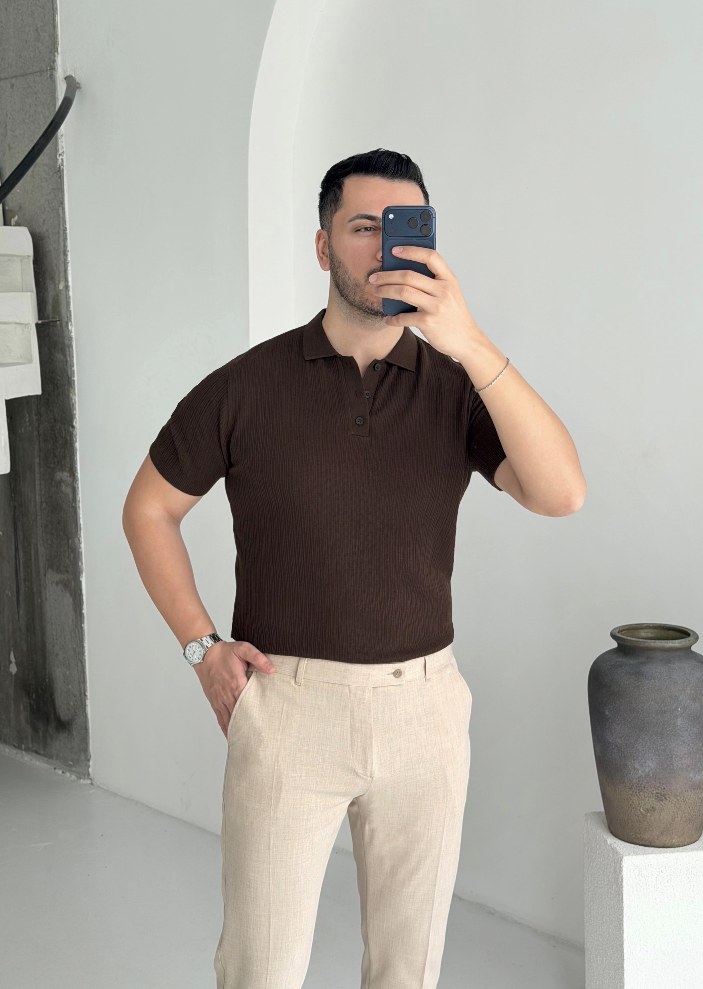 Prime Kahve  Düğmeli Tişört