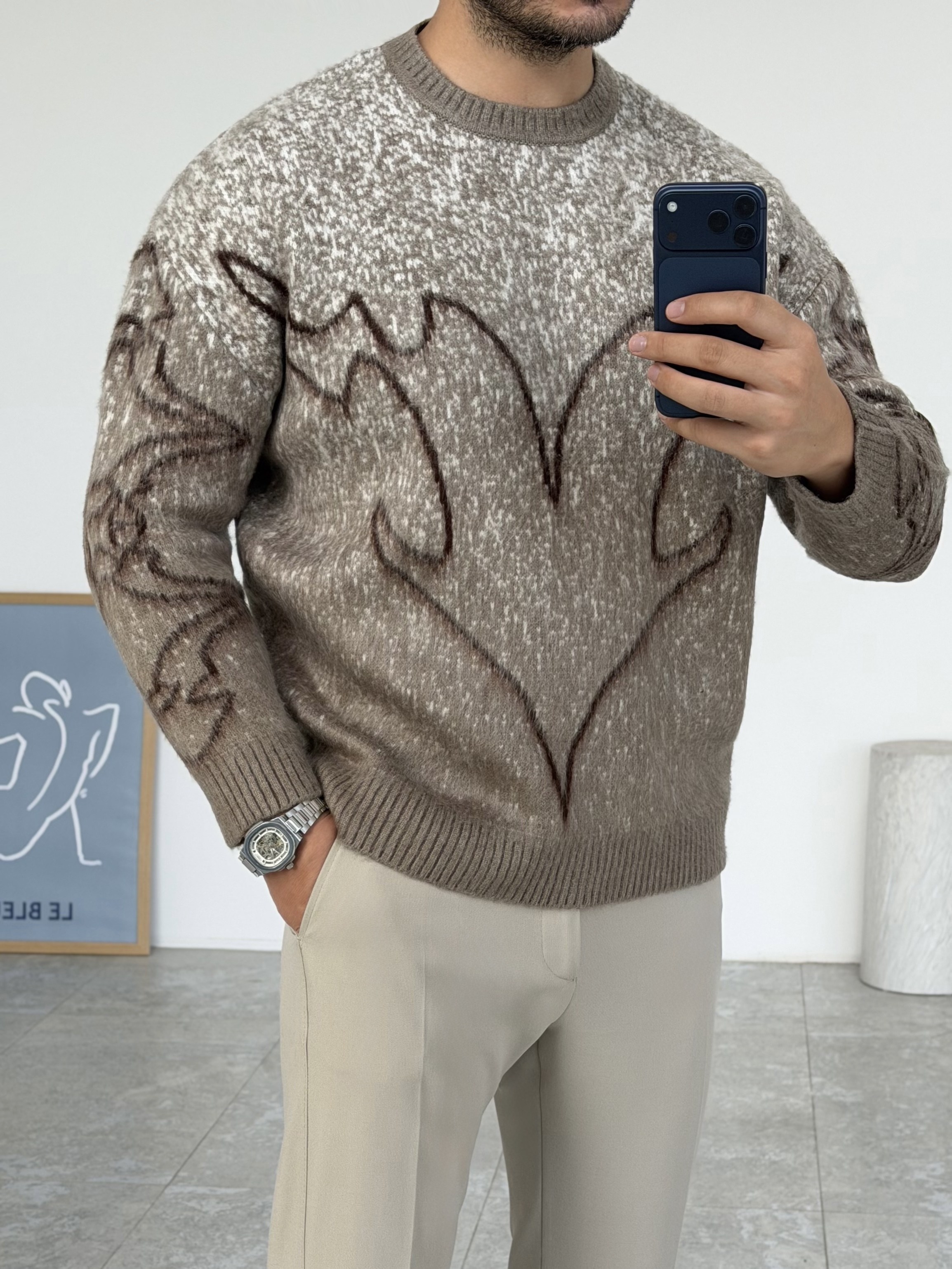 Pullover Yünlü Bej Kazak