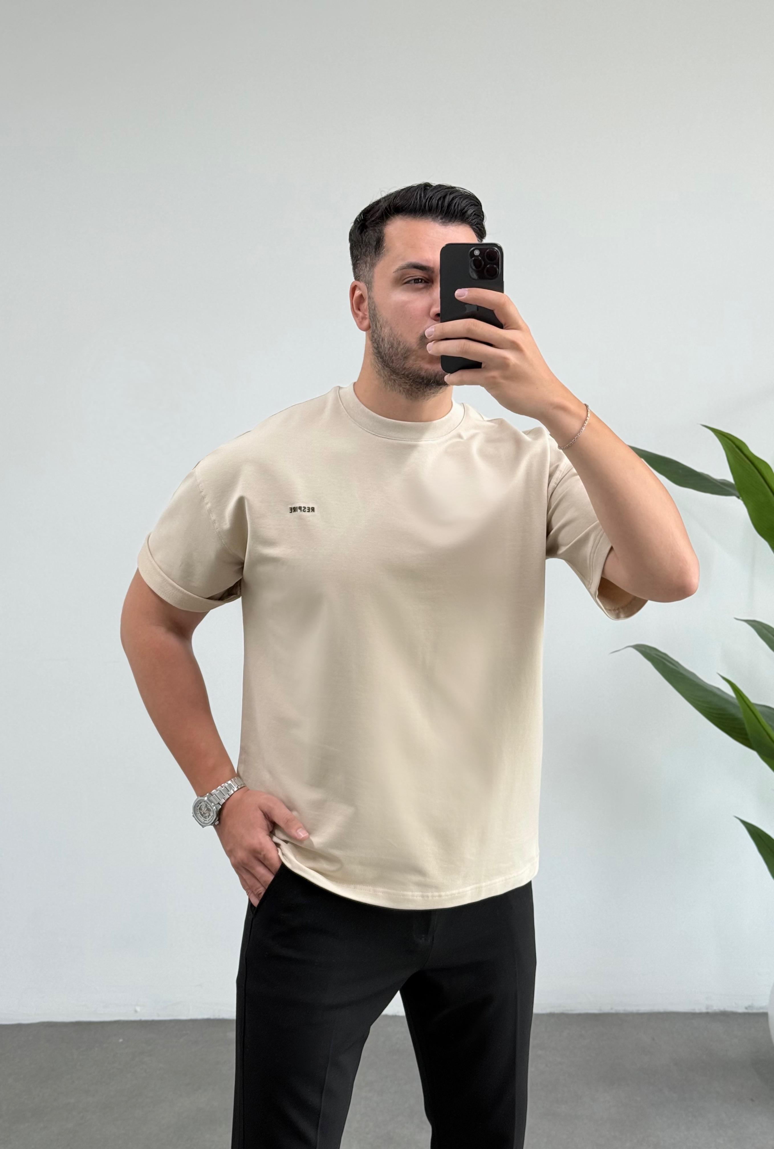 Respire Bej Oversize Tişört 