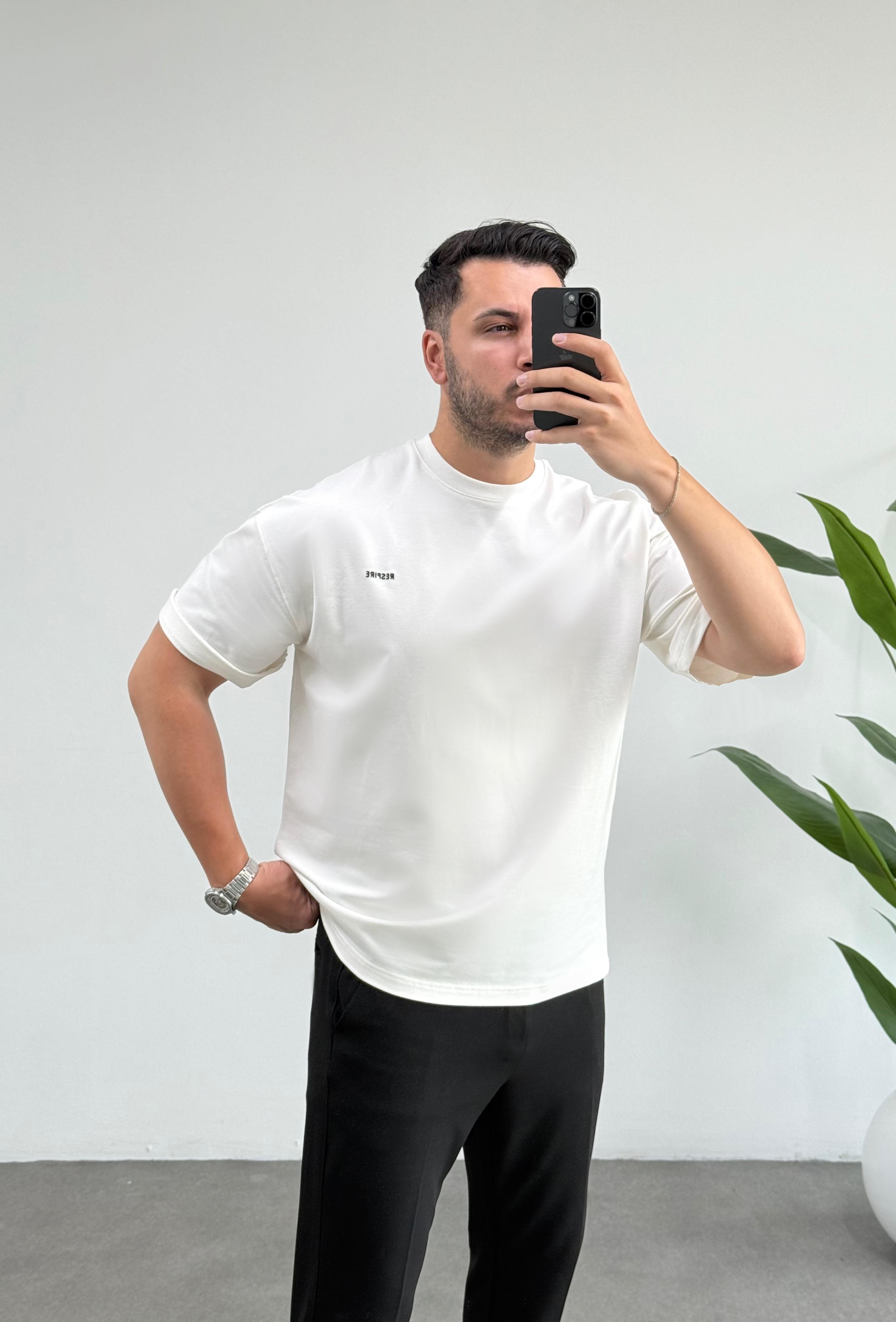 Respire Beyaz Oversize Tişört 