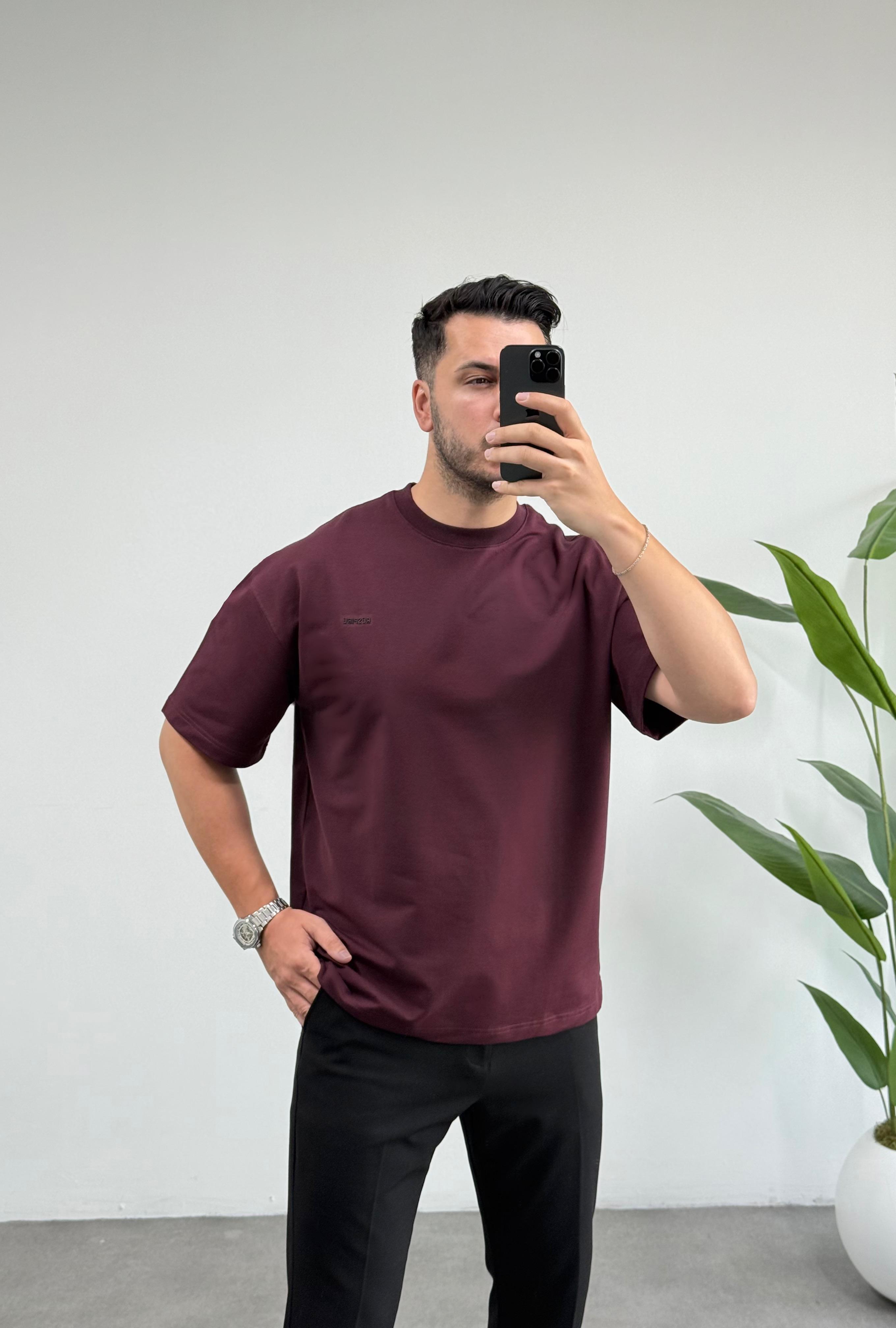 Respire Bordo Oversize Tişört 