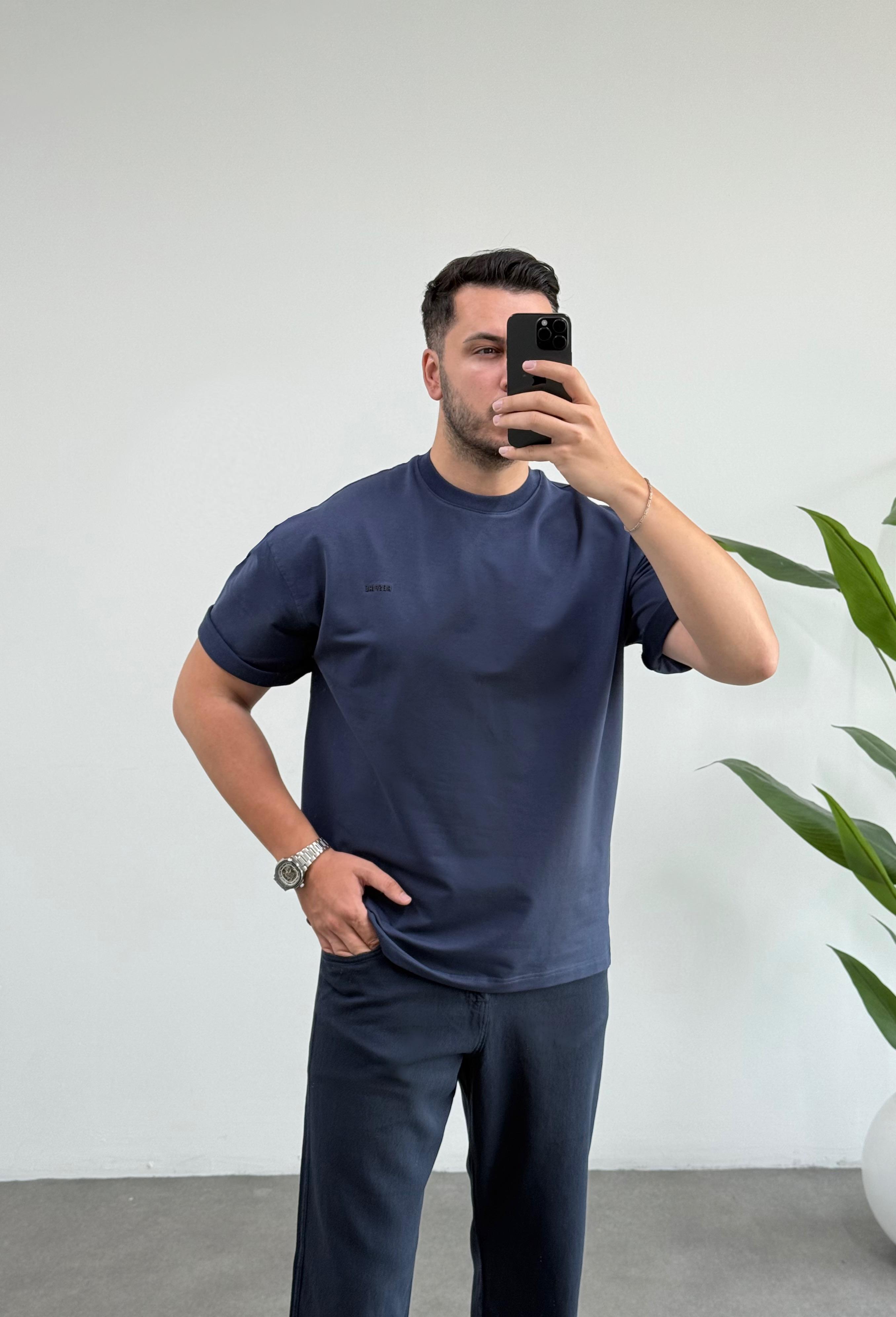 Respire Lacivert Oversize Tişört