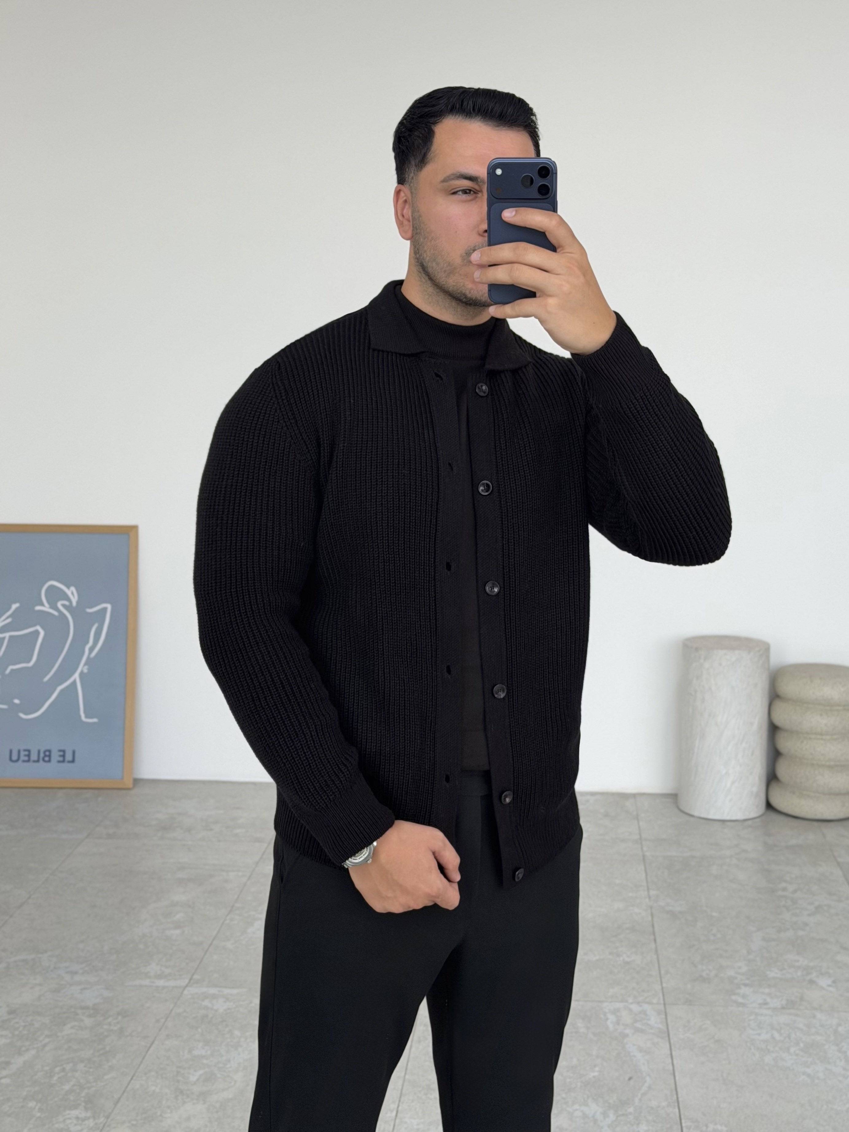 Seul Siyah Düğmeli Hırka
