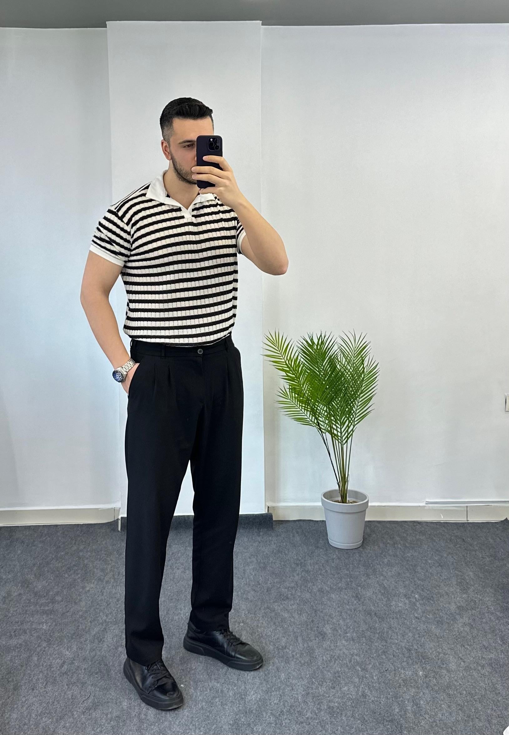 Siyah Baggy Kumaş Pantolon 
