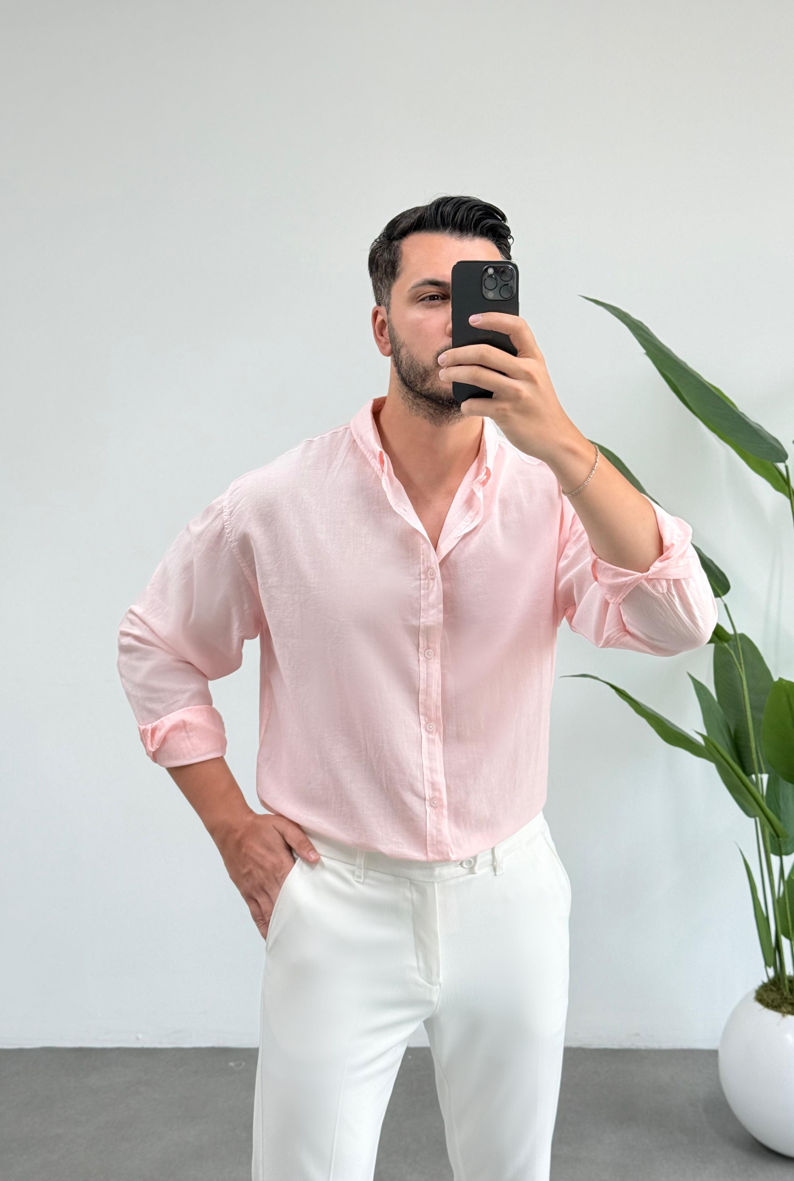 Soft %100 Pamuk Pudra Oversize Gömlek 