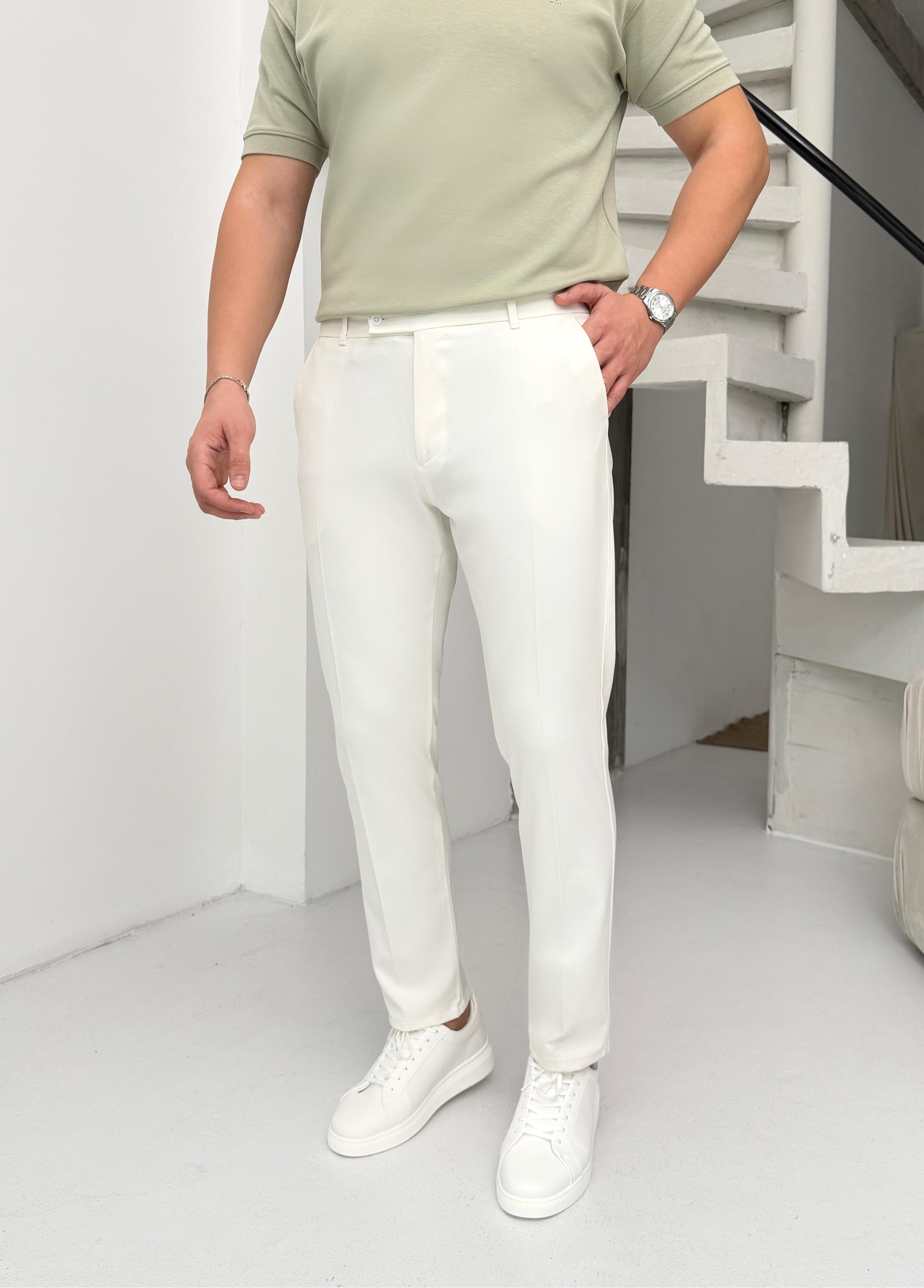 Urban Fit Beyaz Kumaş Pantolon