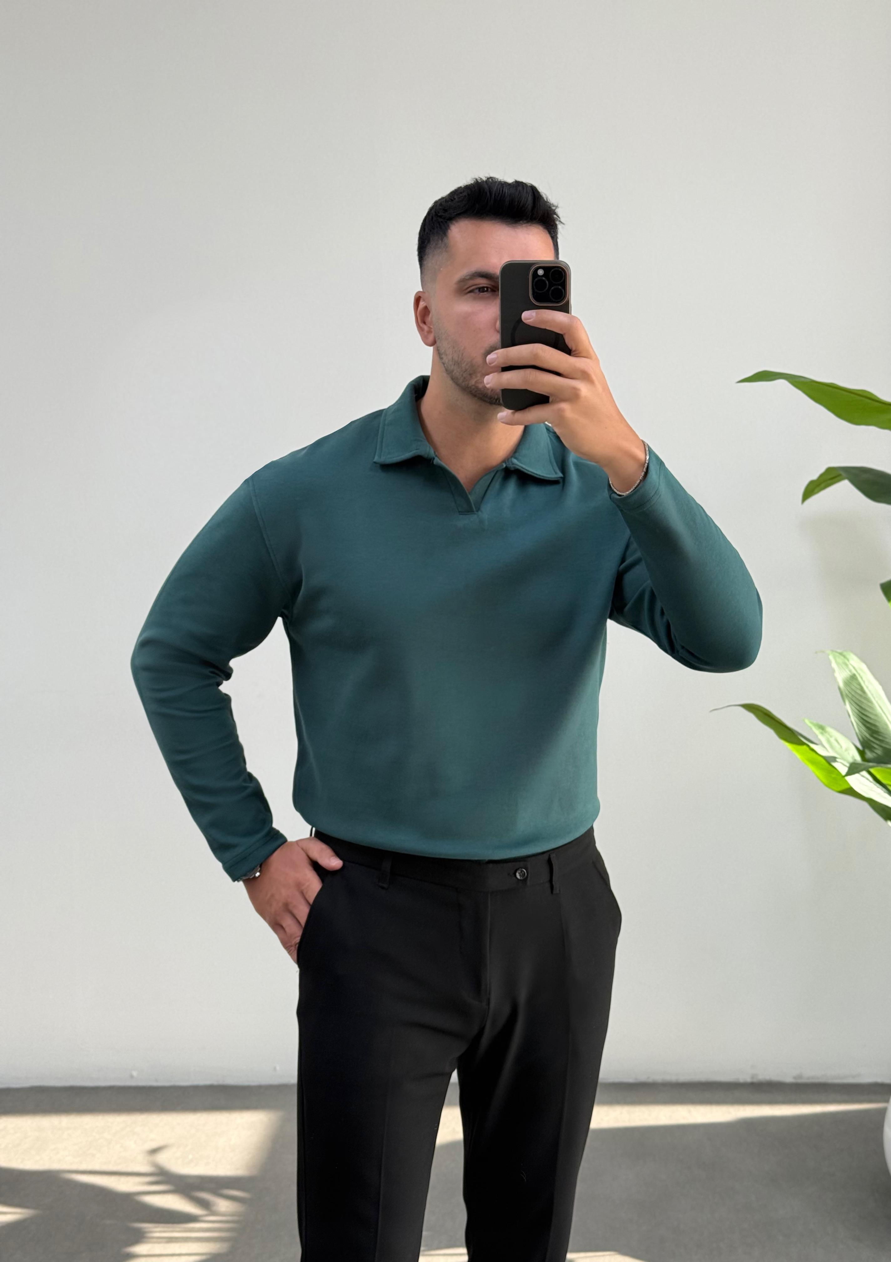 3401j Vector Zümrüt Polo Yaka Sweatshirt