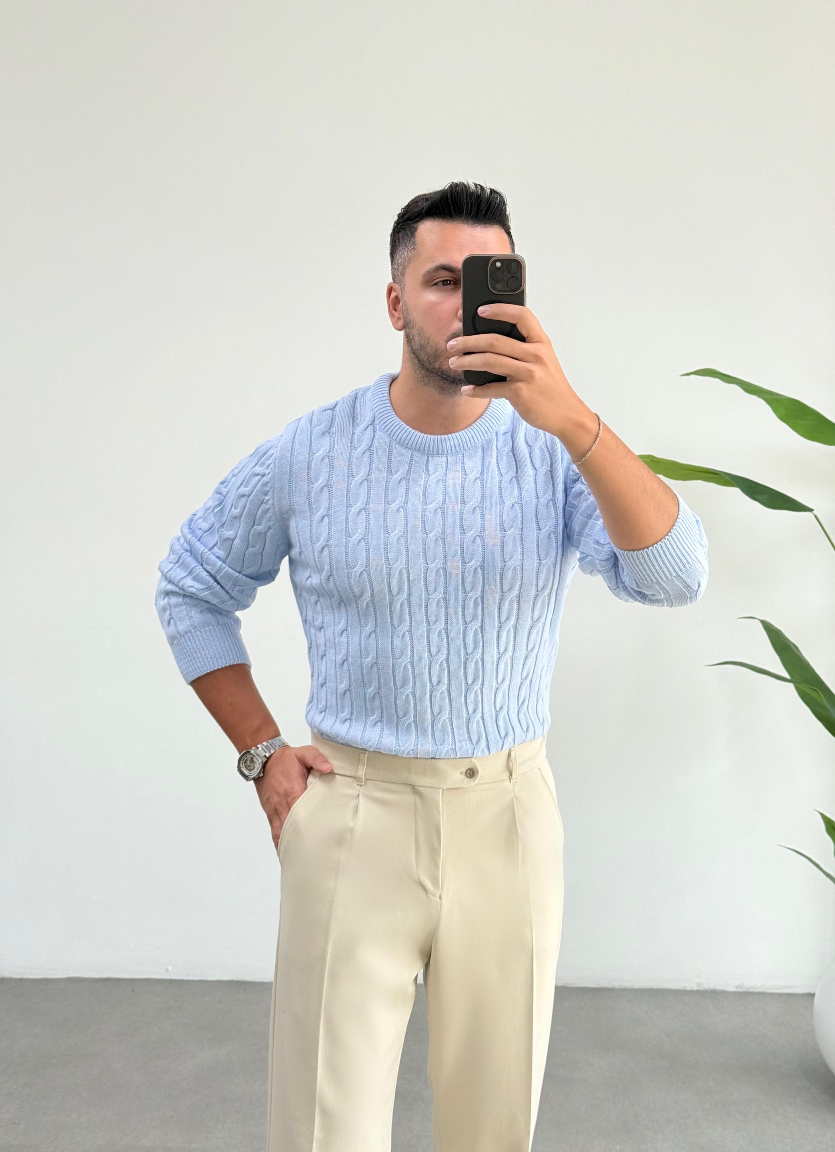 Voi Mavi Örgü Kazak