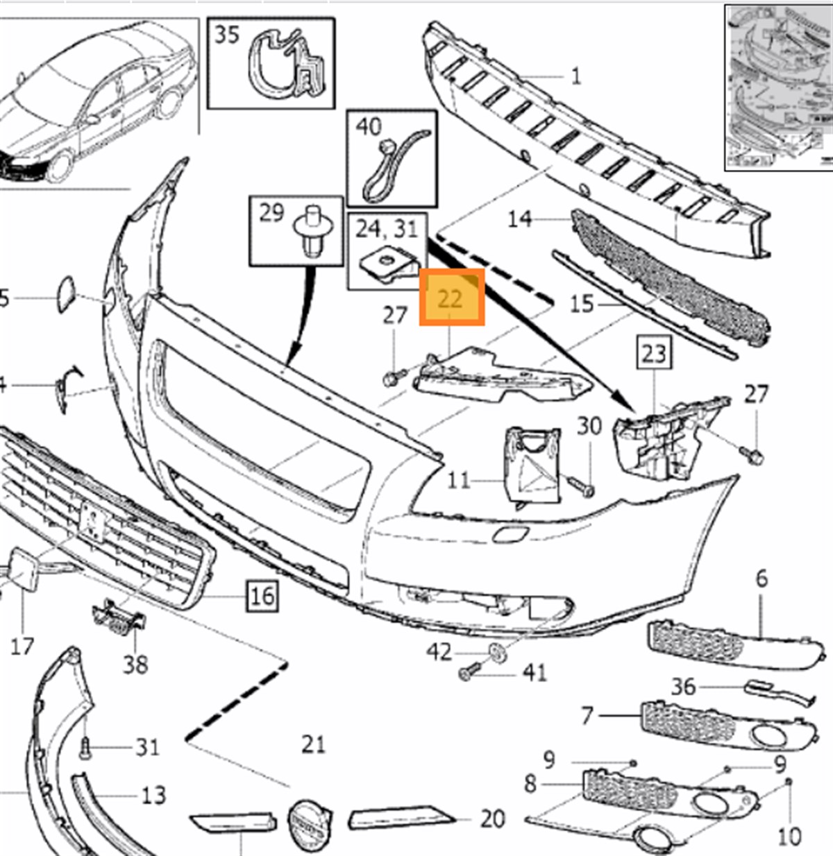 ÖN TAMPON FAR BRAKETİ SOL S80/V70/XC70