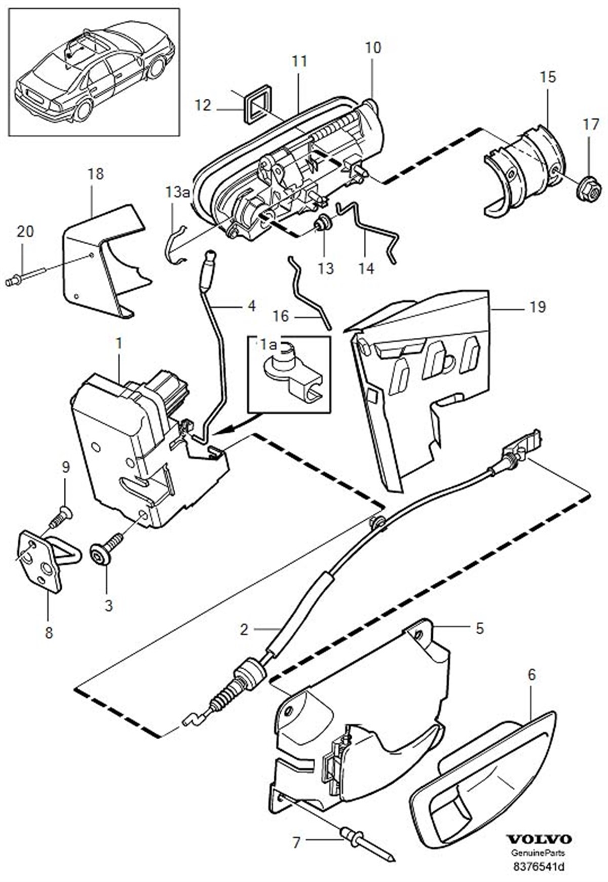 S80 KAPI AÇMA KOLU SOL  -2006 MODEL ALTI ARAÇLAR İÇİN