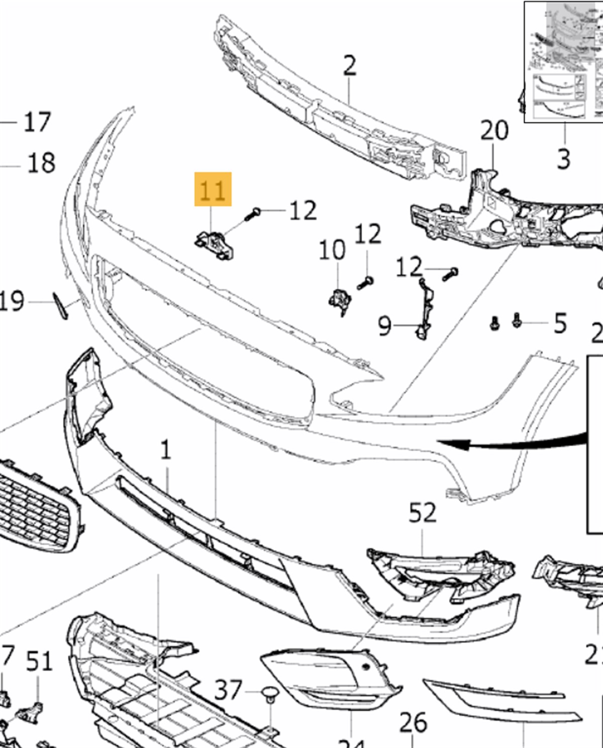 TAMPON BRAKETİ ÖN (MERKEZ) S90/V90 2017