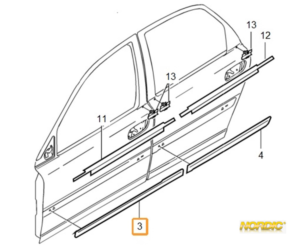  S80 1999-2006 KAPI BANDI SAĞ ÖN SİYAH