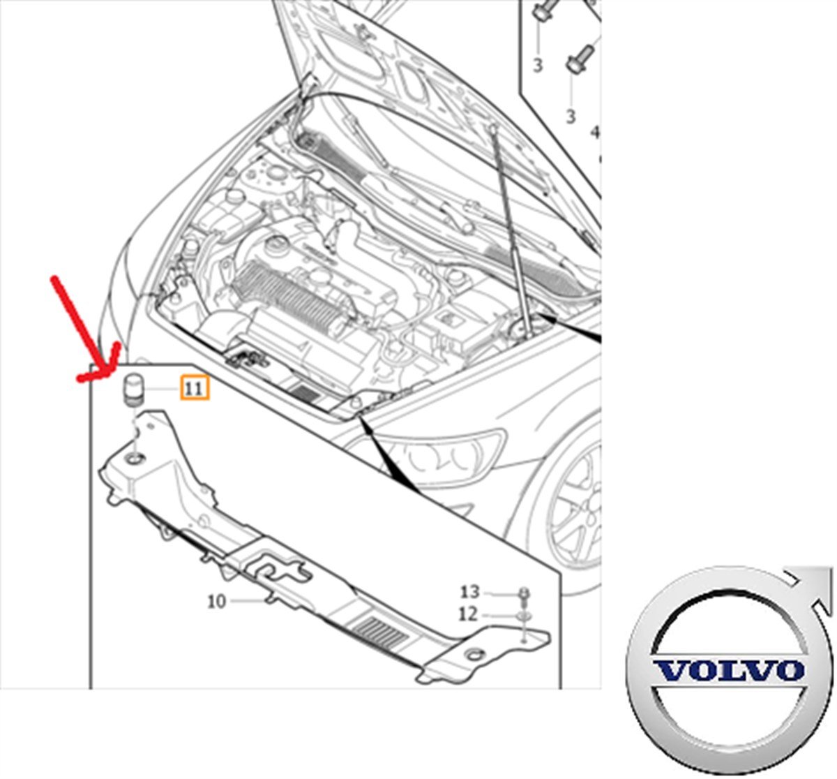 KAPUT AYAR TAKOZU S60/V60/C30/XC60