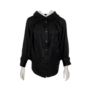  Alexander Wang Black Silk Crystal Embellished Strap Shirt M ALEXANDER WANG  