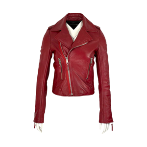 Balenciaga Red Lambskin Leather Jacket 38 BALENCIAGA  