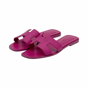  Hermes Epsom Leather Rose Bougainvillier Oran Sandals 38 HERMES  