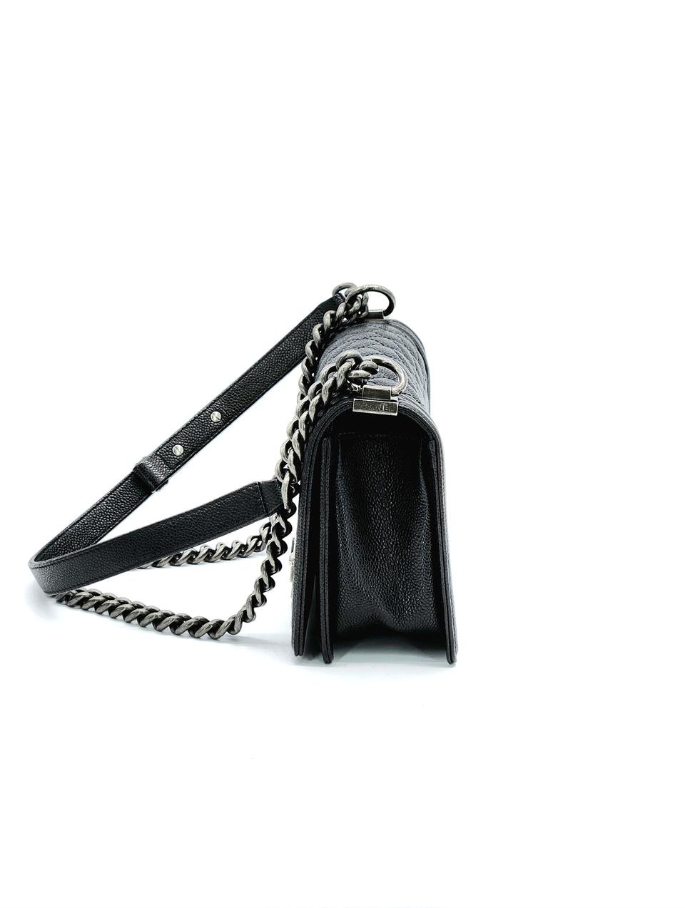 Chanel Black Caviar Old Medium Boy Bag
