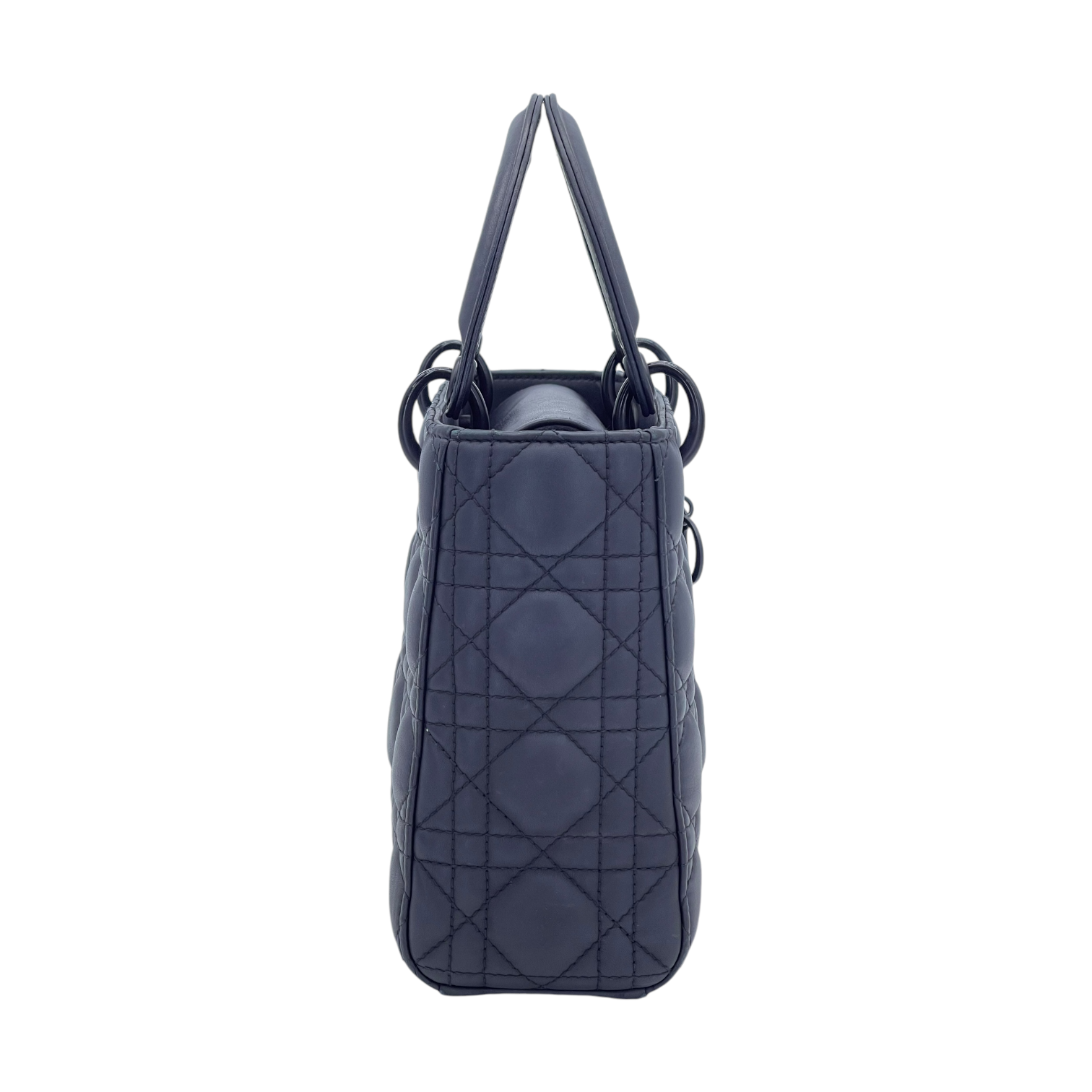 Christian Dior Black Ultramatte Cannage Calfskin Small Lady Dior Bag