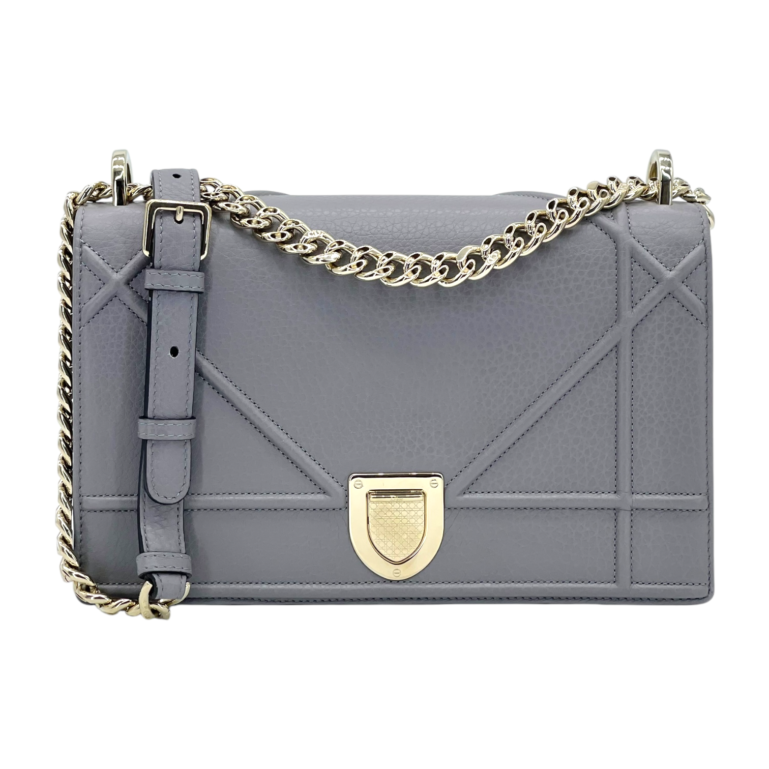 Christian Dior Grey Leather Medium Diorama Bag