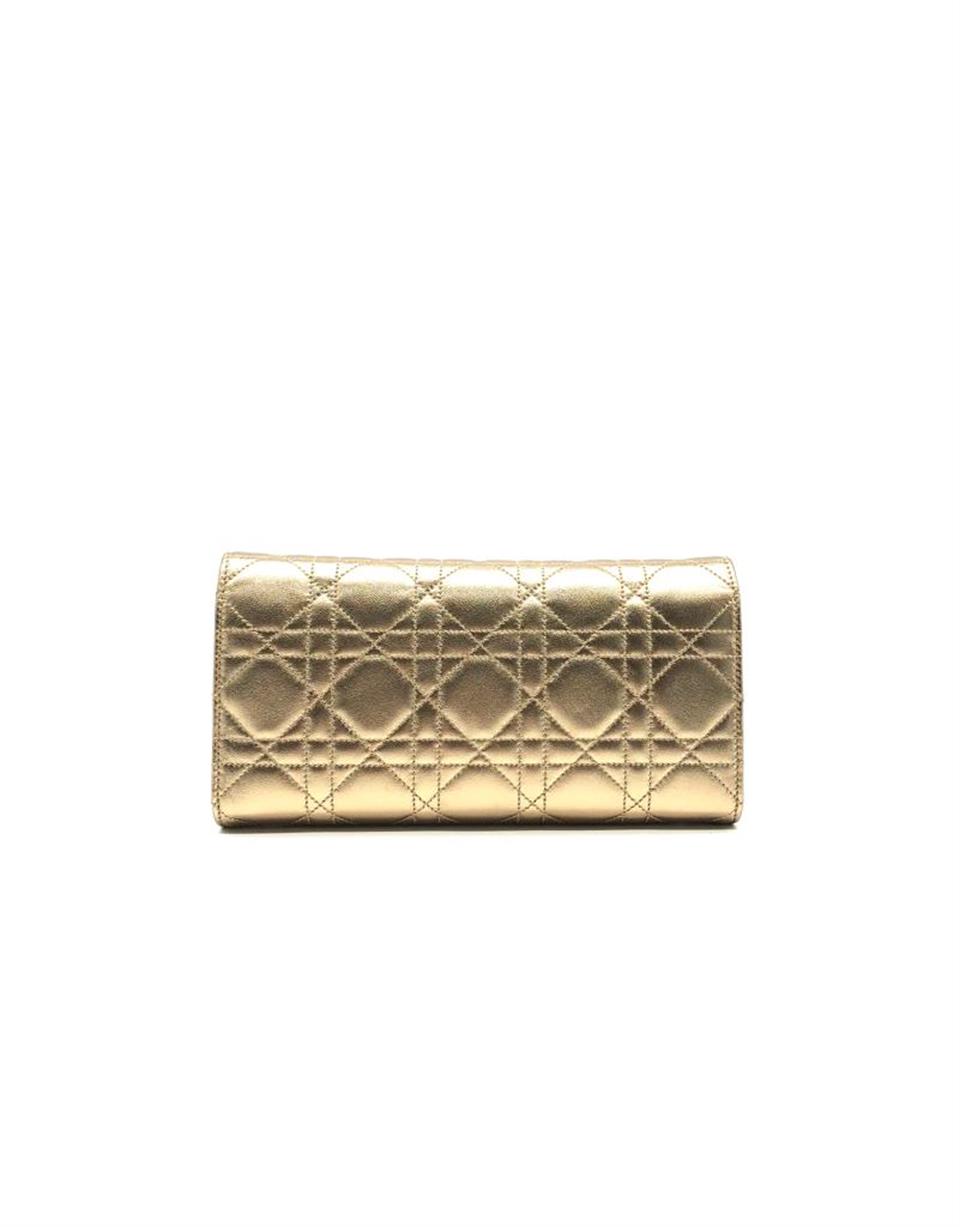 Christian Dior Metallic Gold Quilted Lambskin Cannage Miss Dior Chain  Wallet Deluxe Seconds'ta