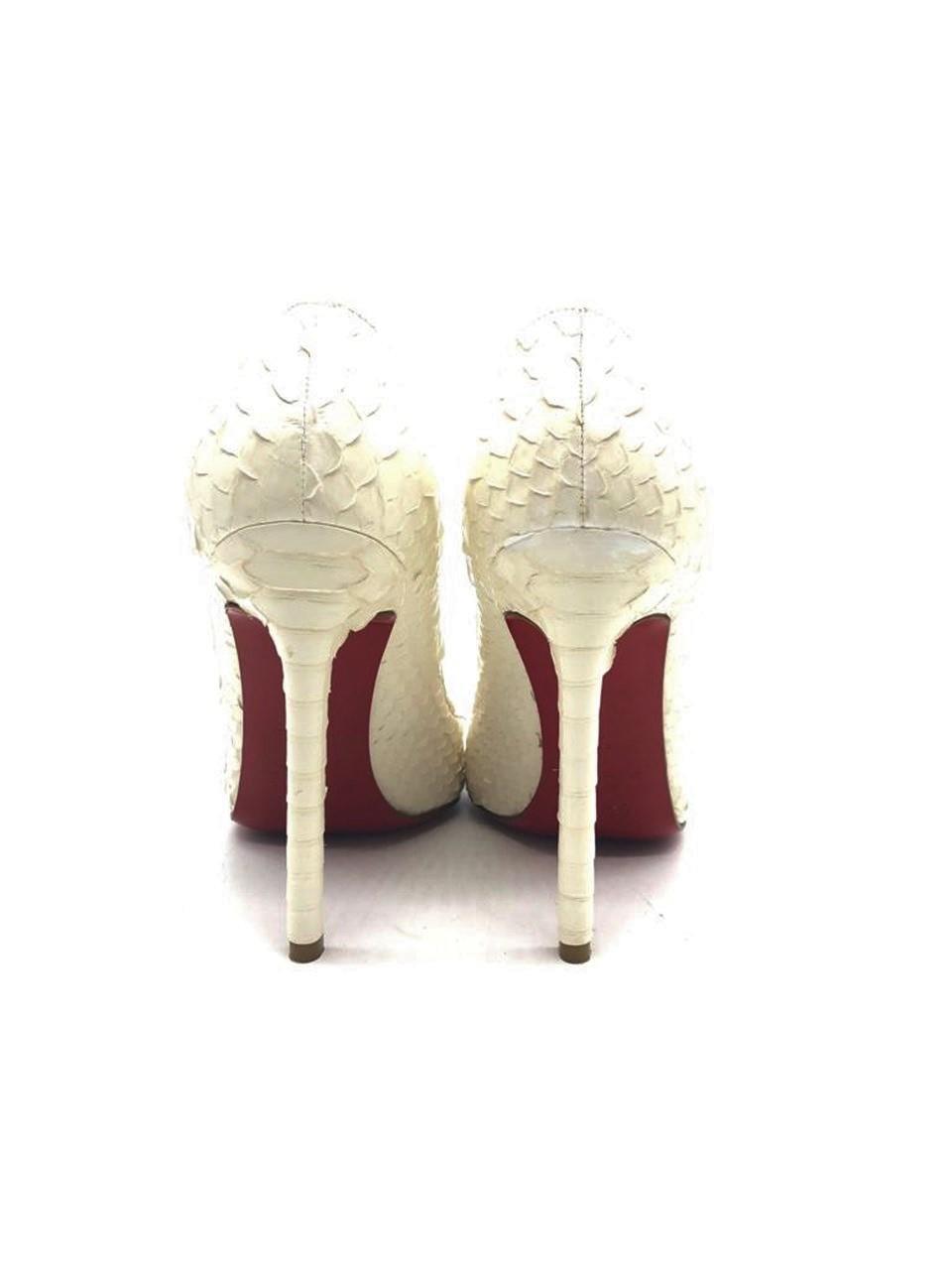 Orijinal İkinci El Christian Louboutin White Pigalle Python 120 Pumps  Deluxe Seconds