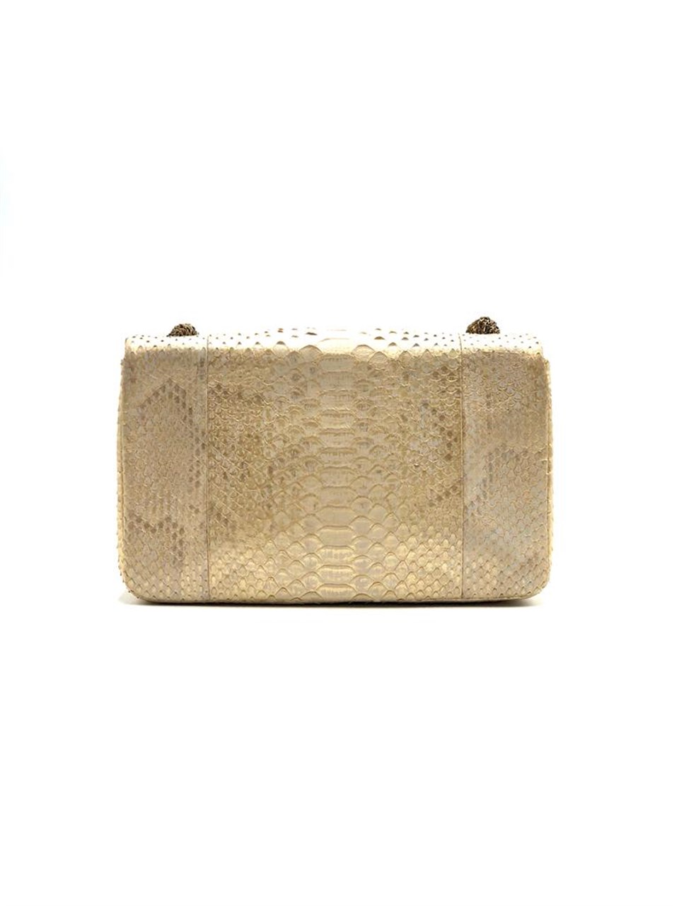 CHANEL Light Gold Python Westminster Pearls Flap Bag